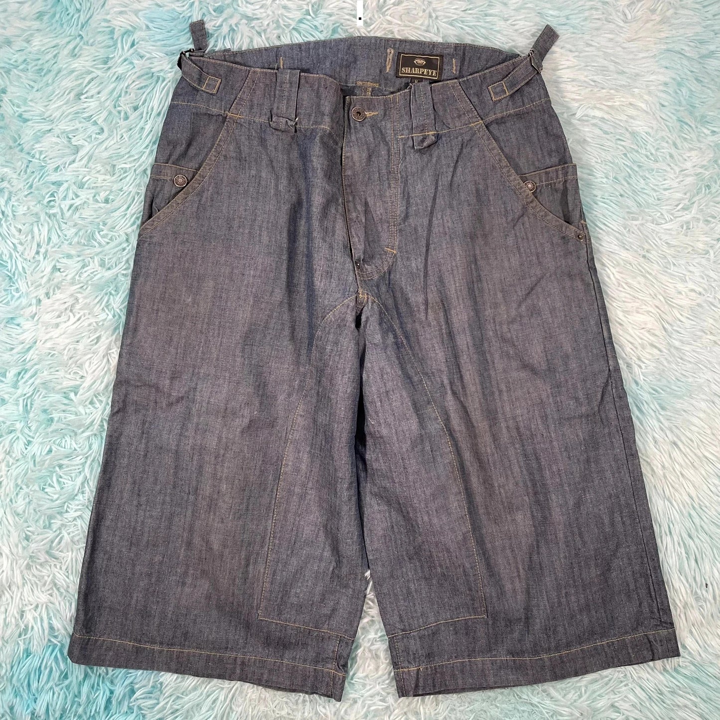 Vintage 00s Blue Baggy Jean Shorts Denim Jorts Sharpeye - 34W