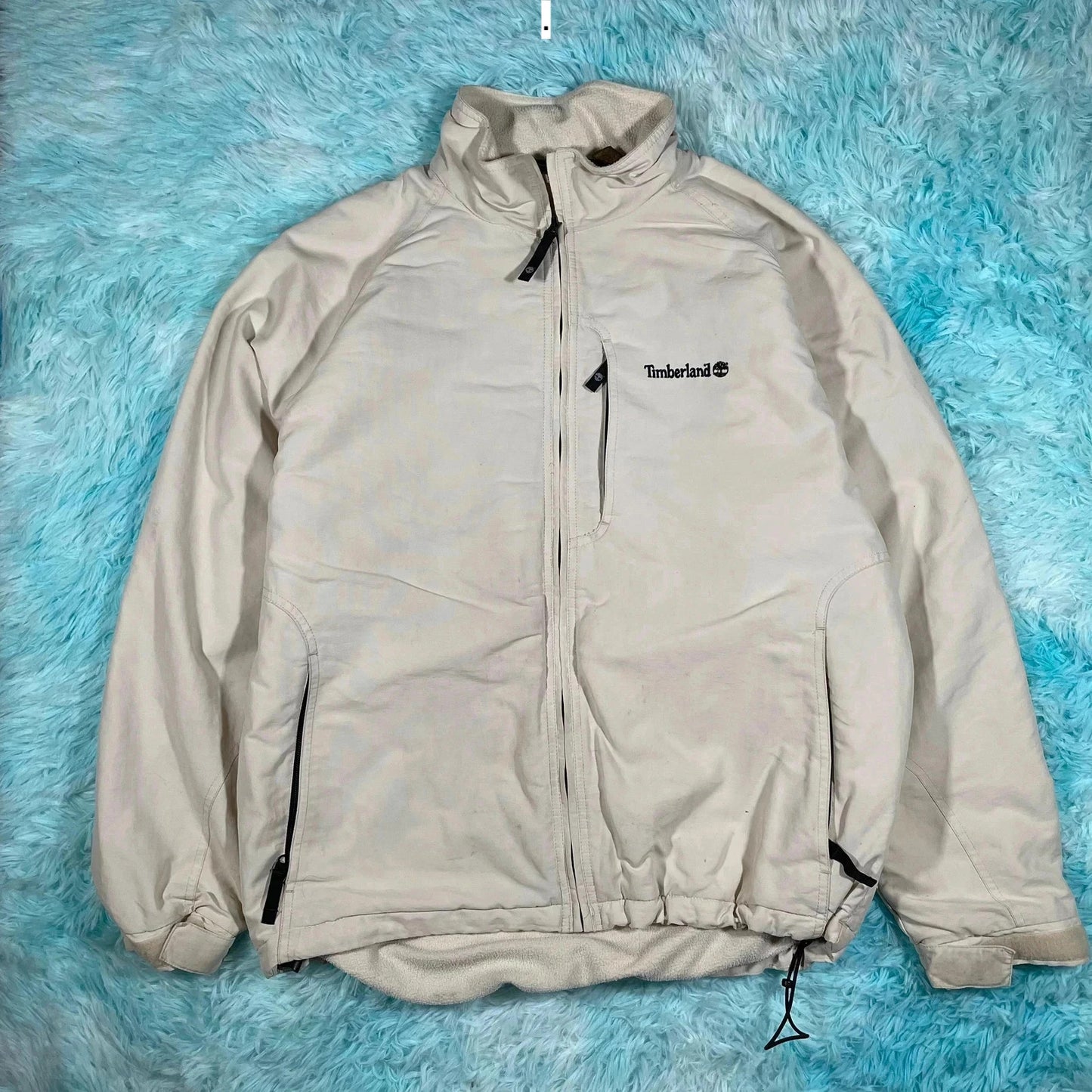 Vintage Cream Timberland Fleeced Windbreaker Jacket - Medium