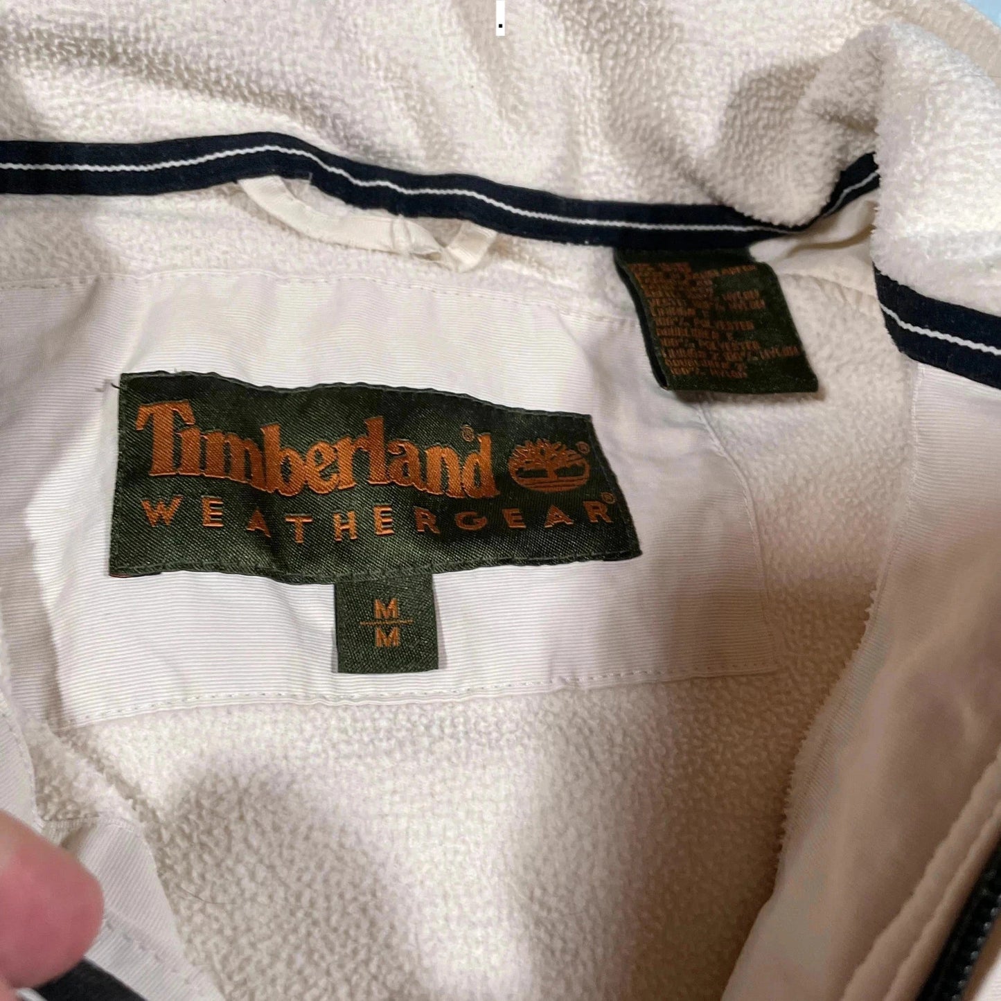 Vintage Cream Timberland Fleeced Windbreaker Jacket - Medium