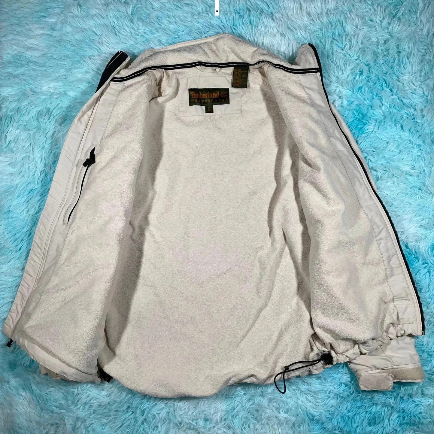 Vintage Cream Timberland Fleeced Windbreaker Jacket - Medium