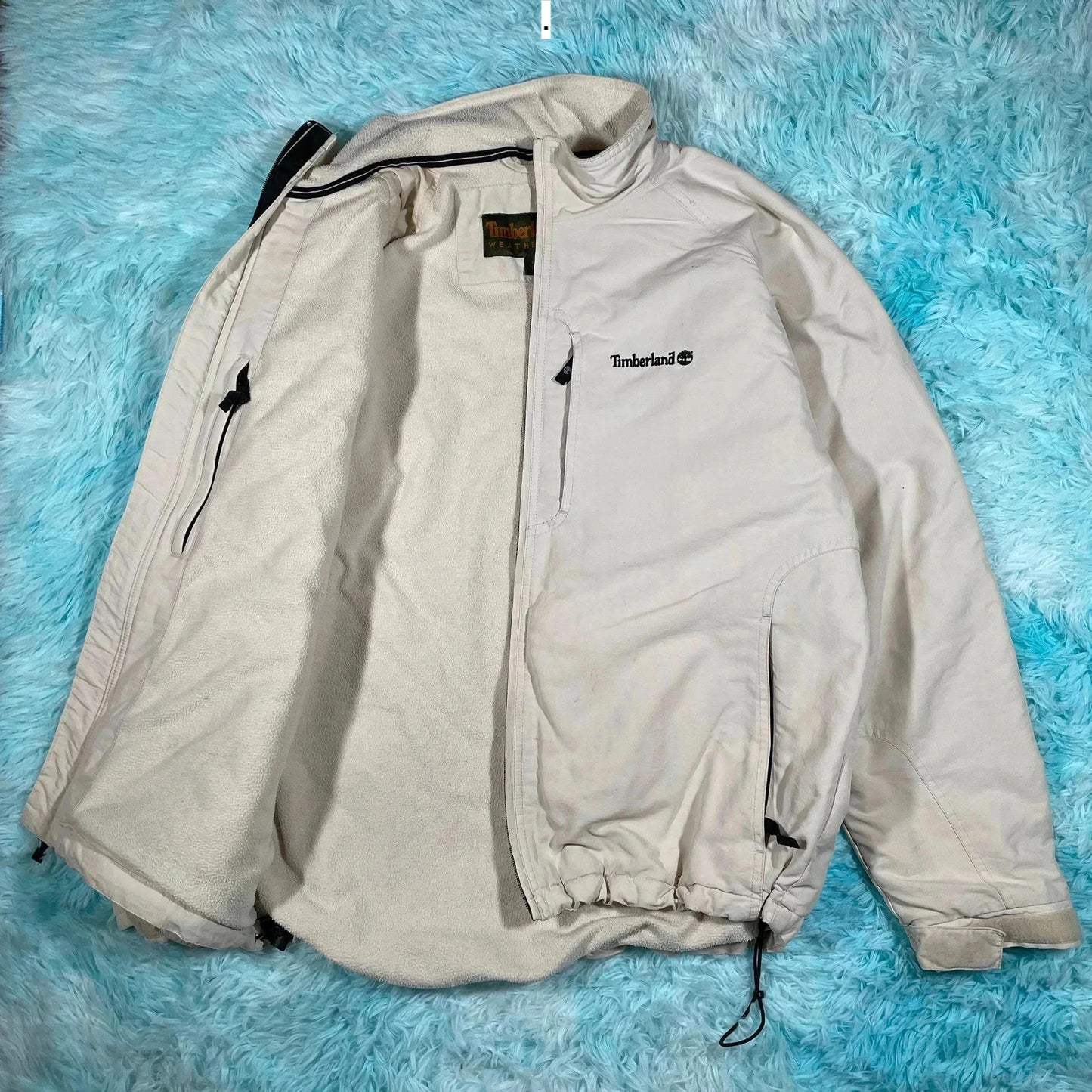 Vintage Cream Timberland Fleeced Windbreaker Jacket - Medium