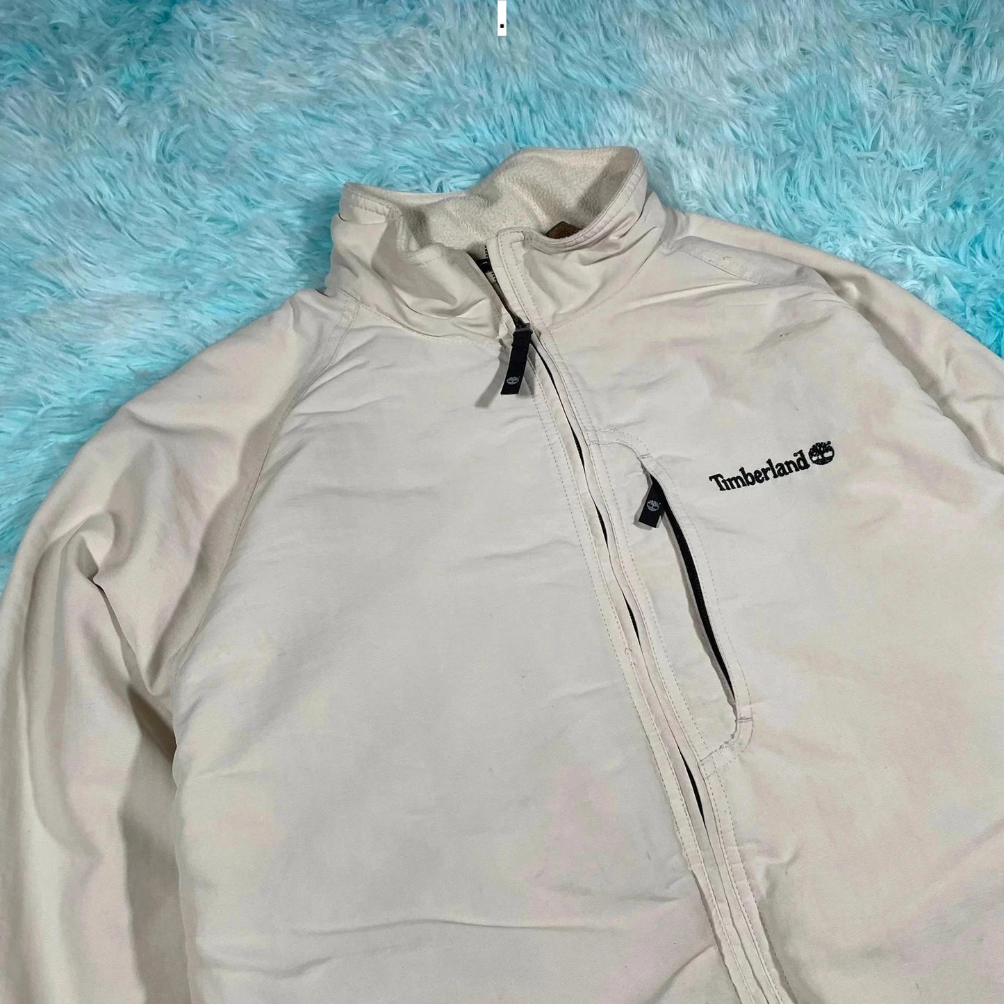 Vintage Cream Timberland Fleeced Windbreaker Jacket - Medium