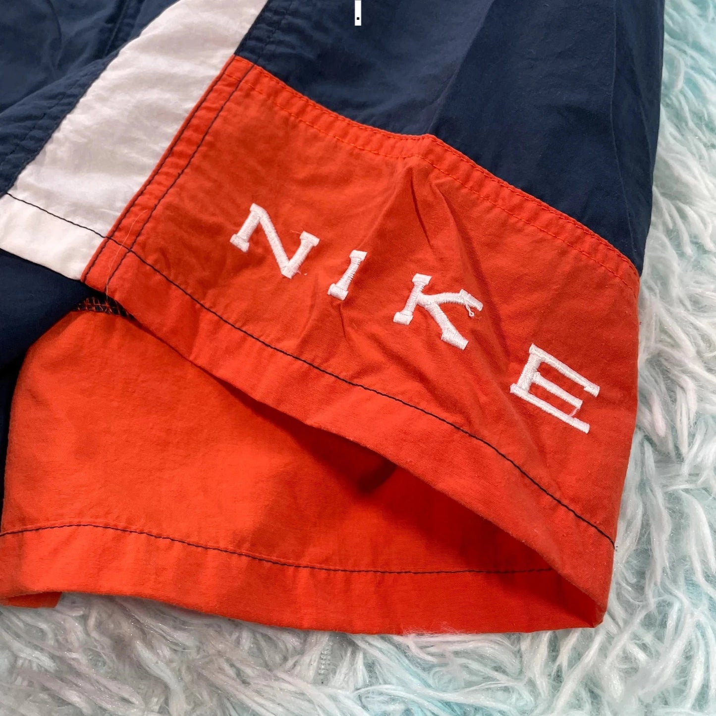 Vintage 90s Navy & Orange Nike Swim Shorts - XL