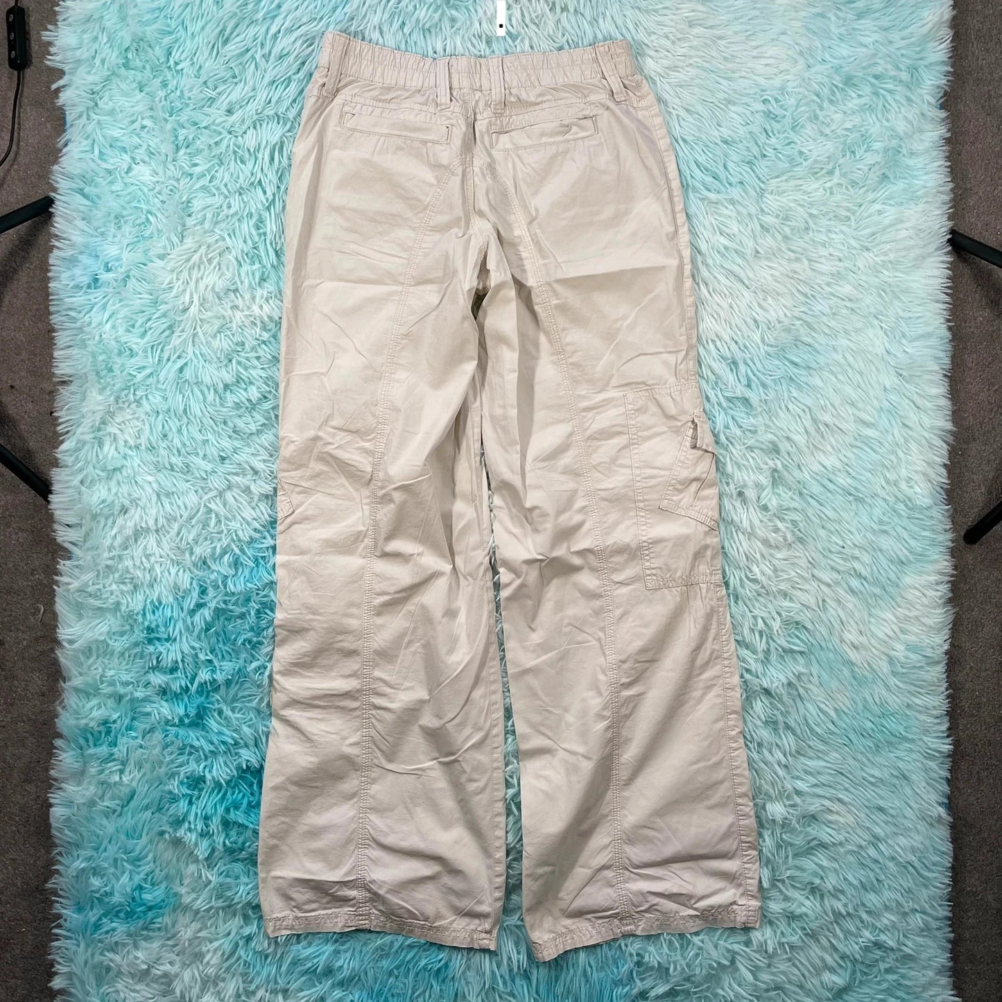 Cream BDG Urban Outfitters Flared Y2K cargo Trousers - Small