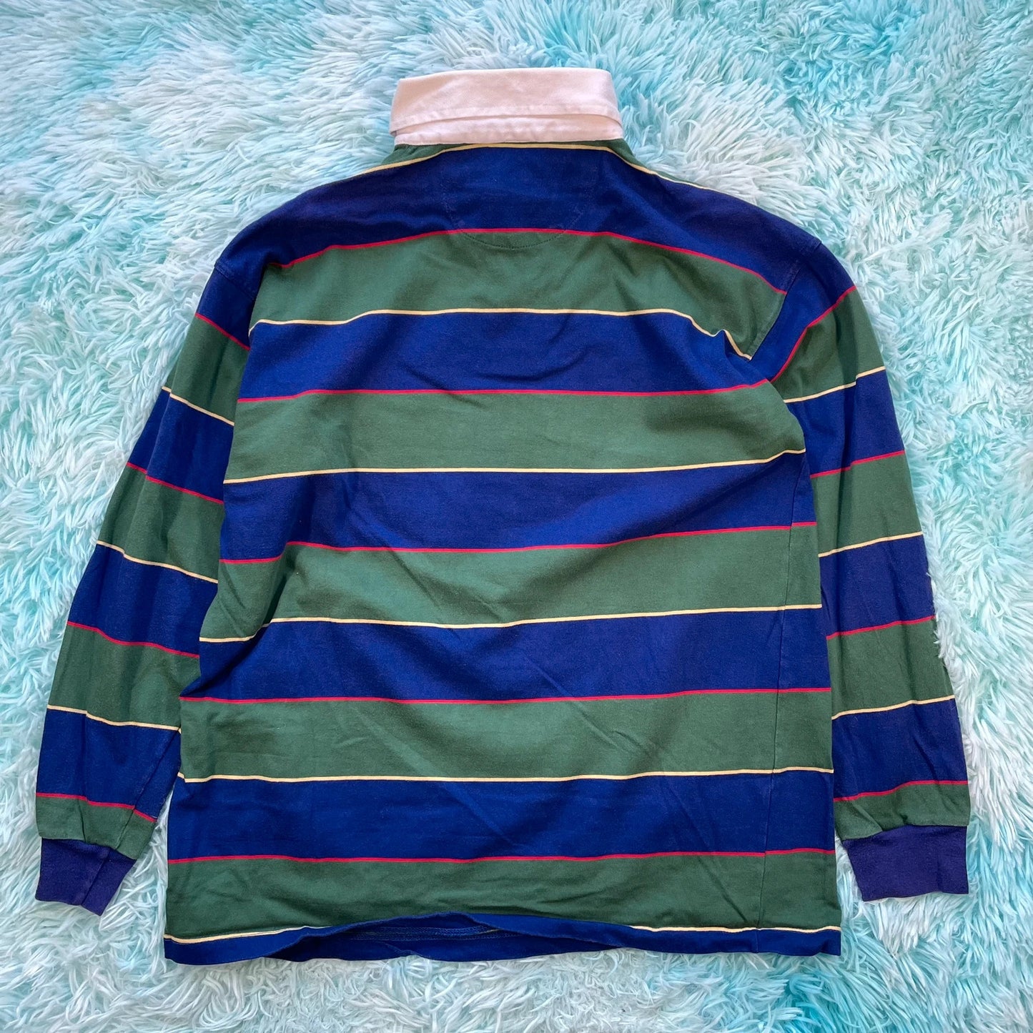 Green & Blue Striped Kent & Curwen Rugby Shirt - Large