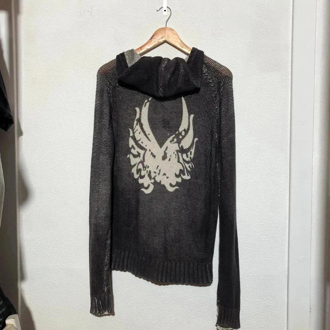 Vintage 00s Y2K Brown Skater Hoodie Waffle Knit 4You Jeans - Large