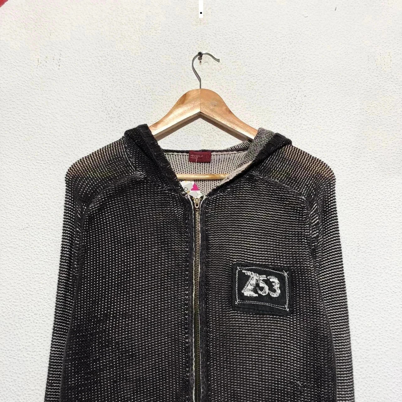 Vintage 00s Y2K Brown Skater Hoodie Waffle Knit 4You Jeans - Large