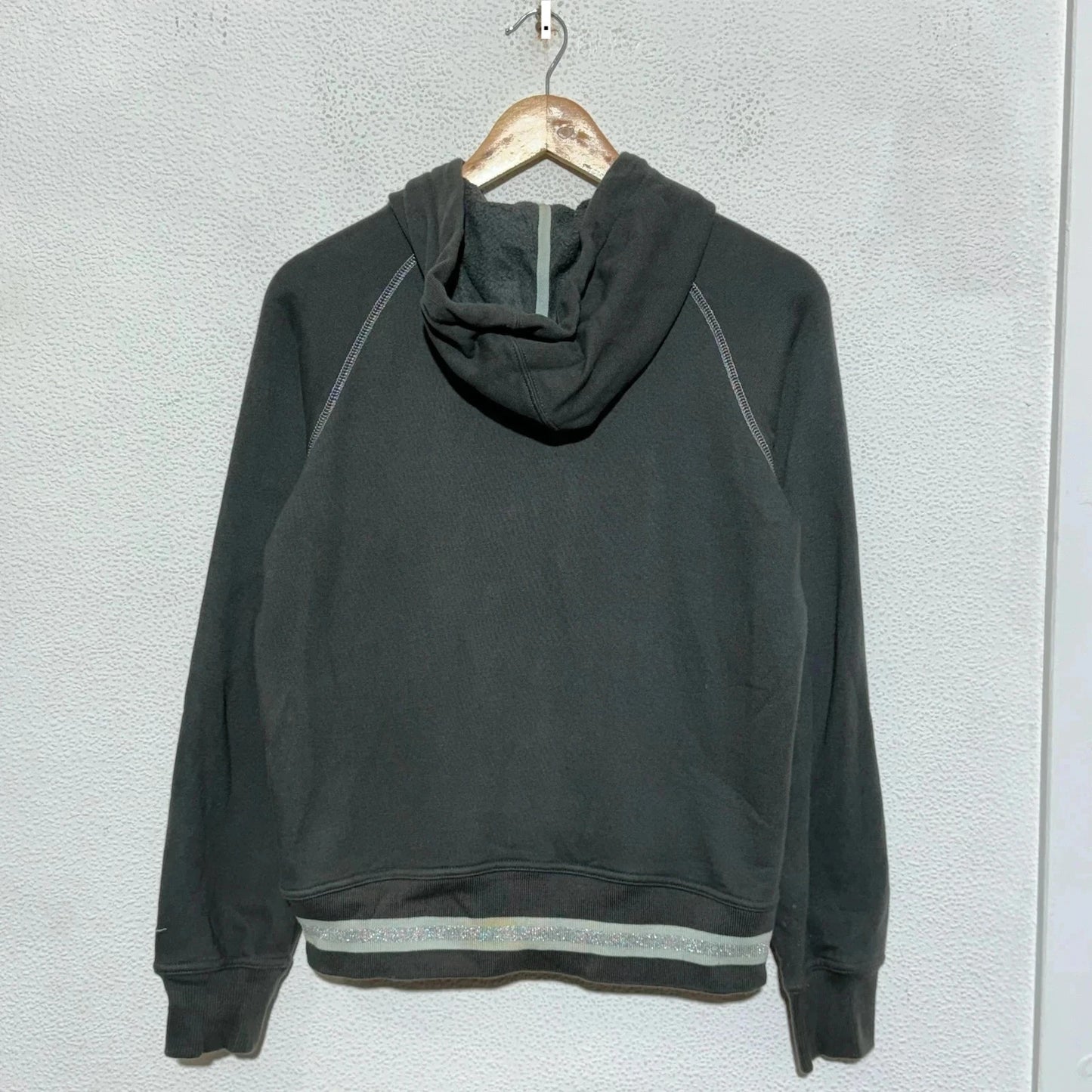 Vintage Dark Grey Y2K Nike Hoodie Full Zip - Medium
