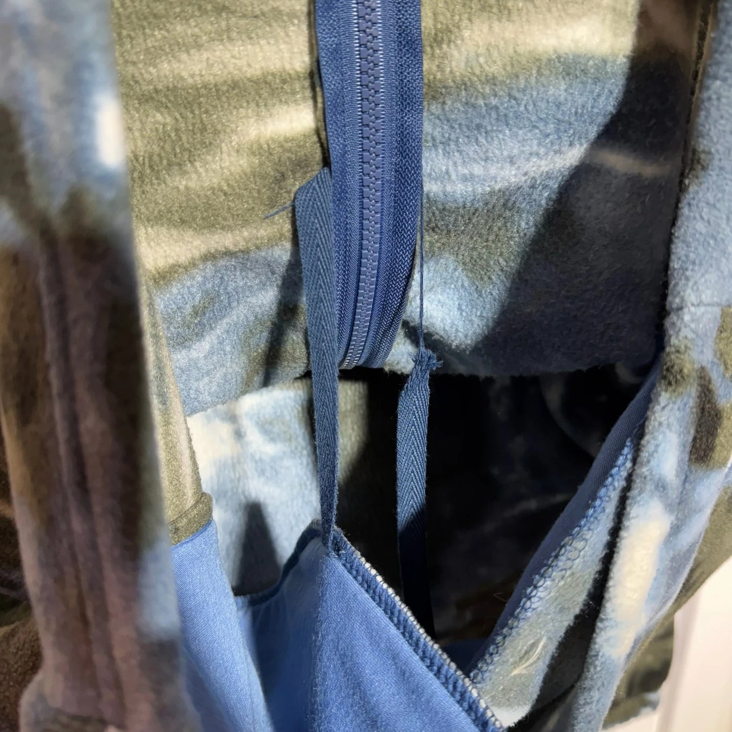 Vintage blue Eagle Print Fleece Jacket - XL