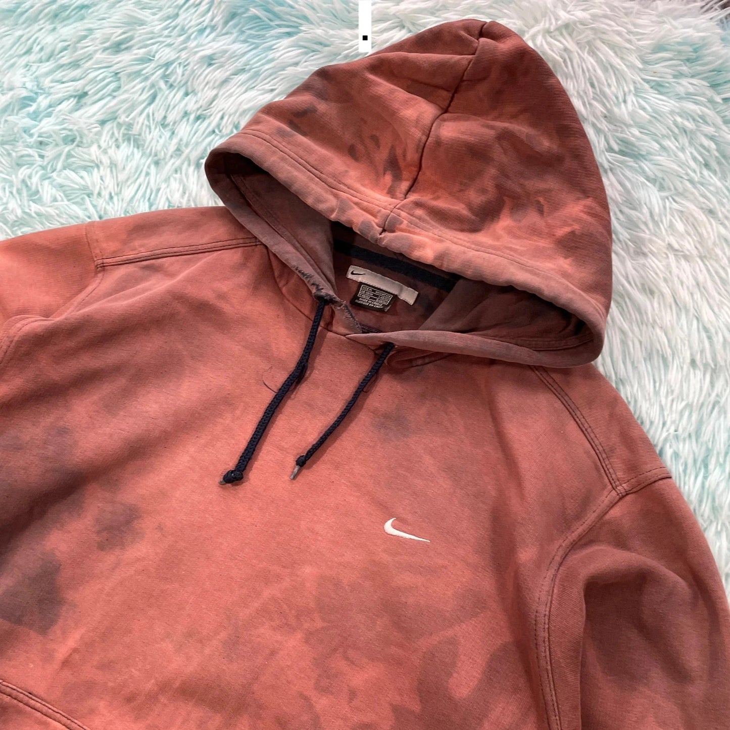 Vintage 00s Bleach Dyed Brown Nike Hoodie - Medium