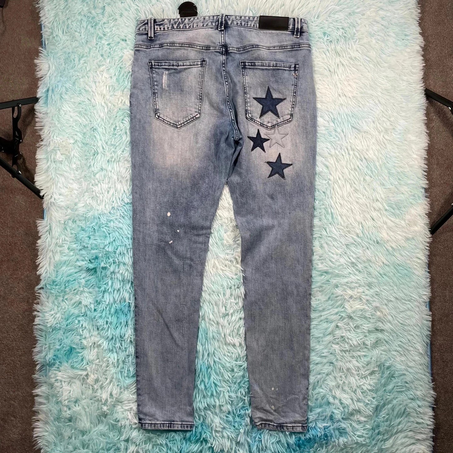Light Blue Amicci Jeans Starred Slim Fit - 36W 32L