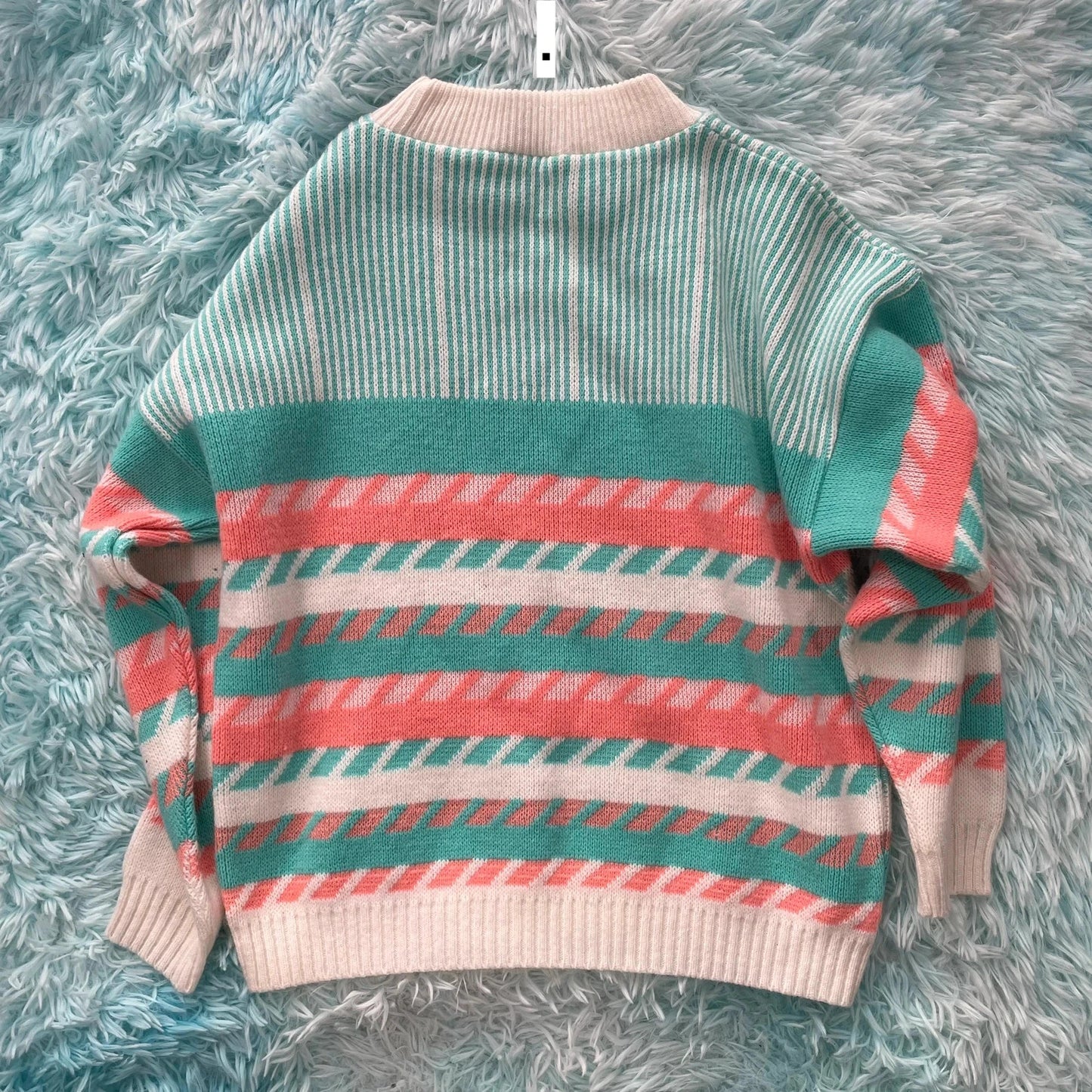 Vintage 80s Pastel Striped Knitted Jumper - Small