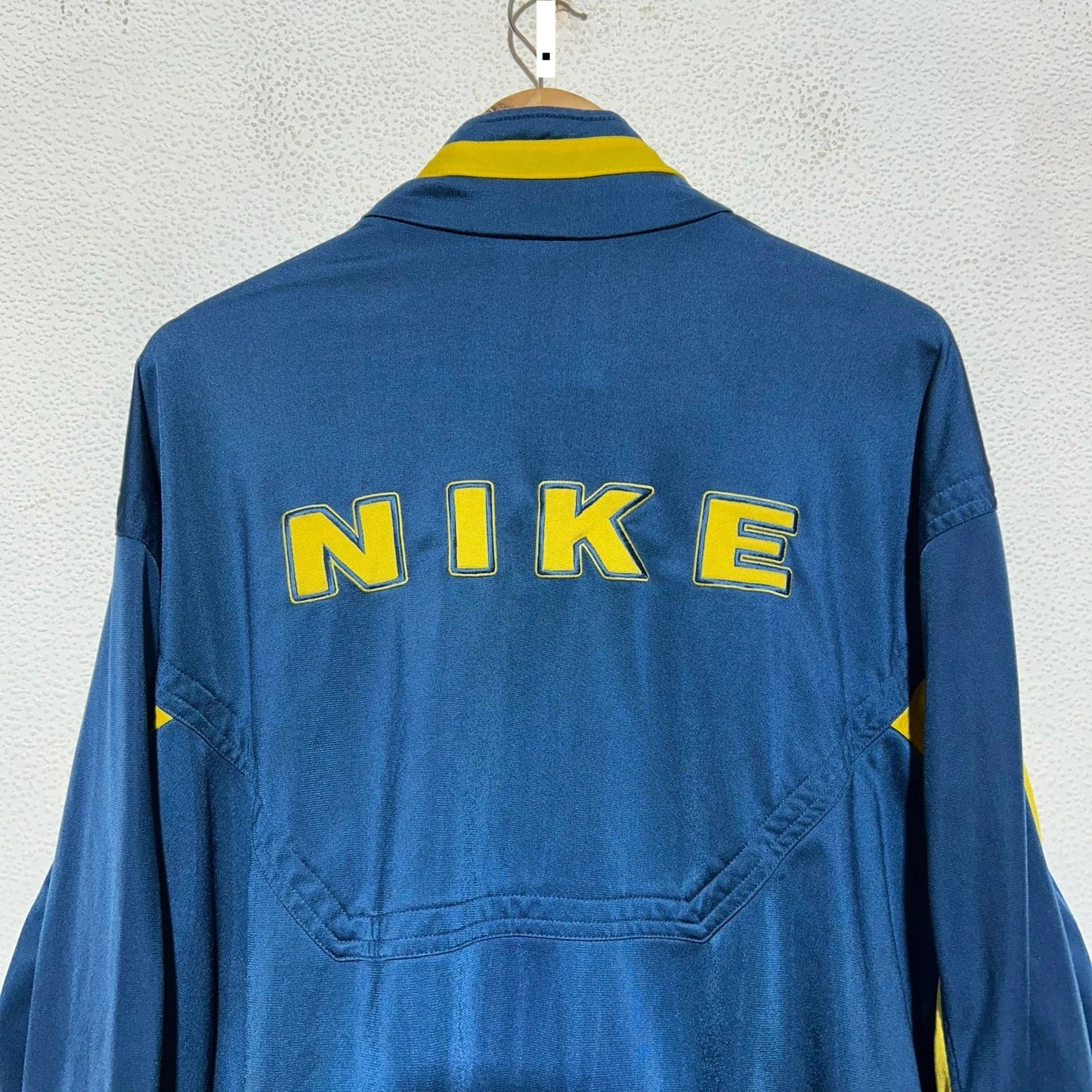 Vintage 90s Navy & Yellow Nike Track Jacket Spellout - XL