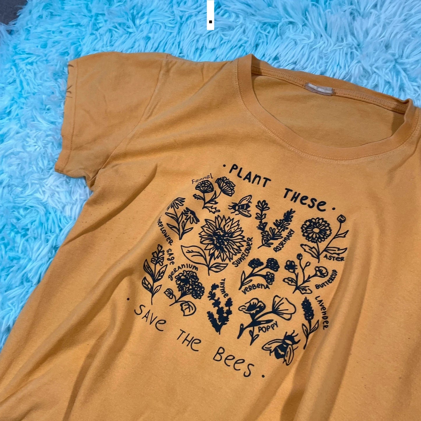 Vintage 80s Yellow Save the Bees Graphic T Shirt - Large