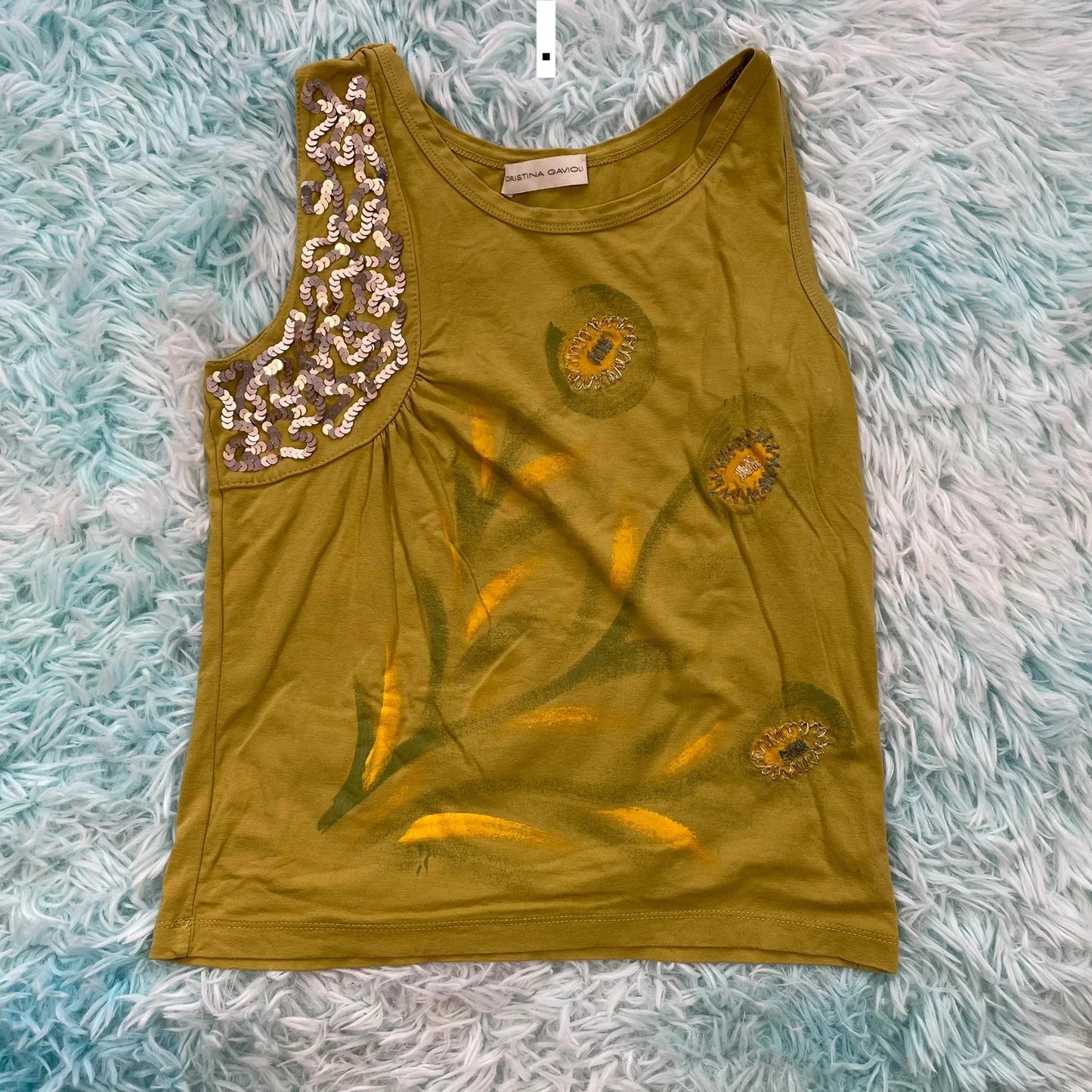 Vintage Y2K green Tank Top Christina Gavioli - Size 8