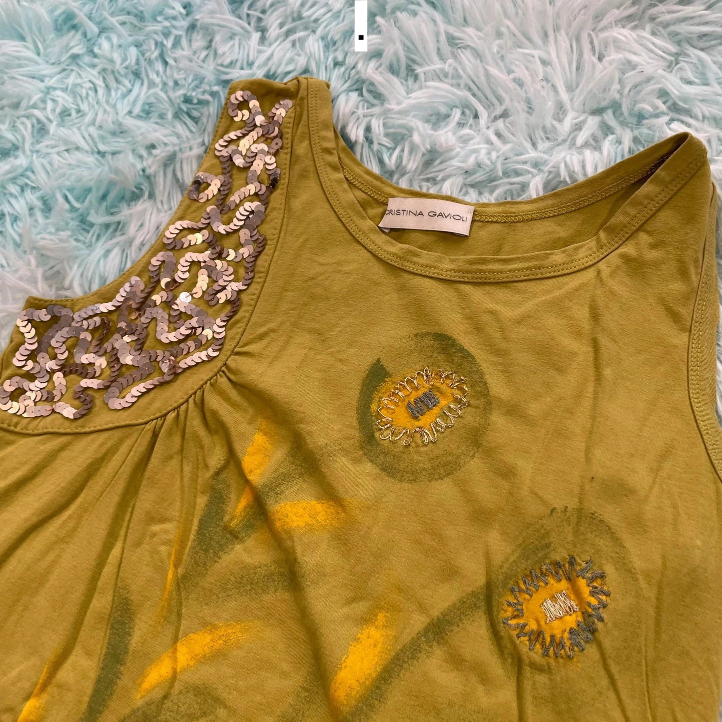 Vintage Y2K green Tank Top Christina Gavioli - Size 8