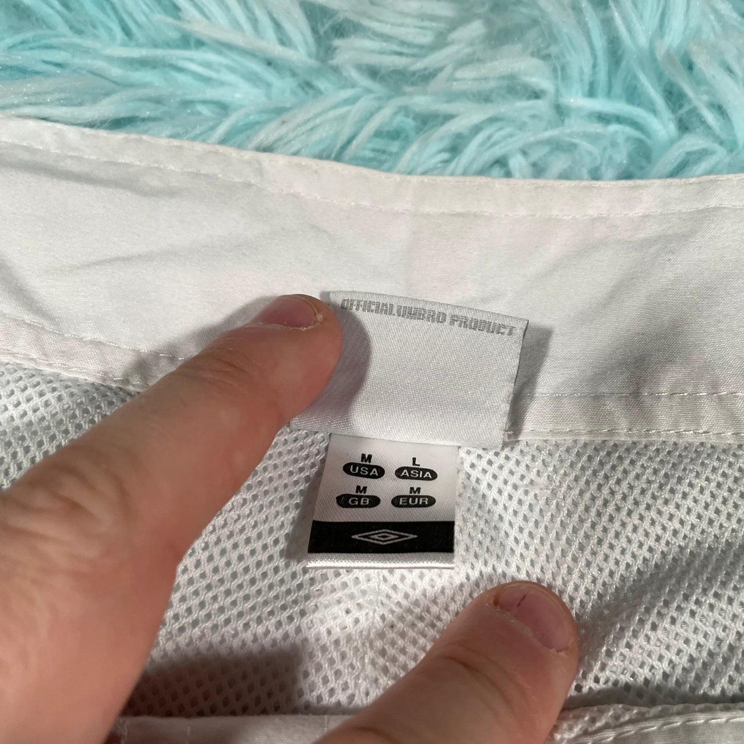 Vintage 00s White & Blue Umbro Swim Shorts - Medium