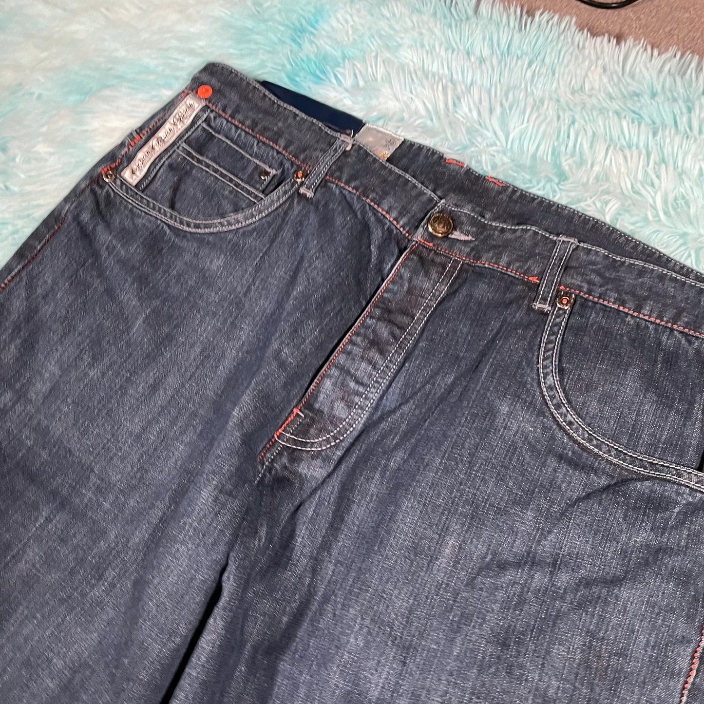 Vintage 90s Navy Jean Shorts Denim Jorts - 40W