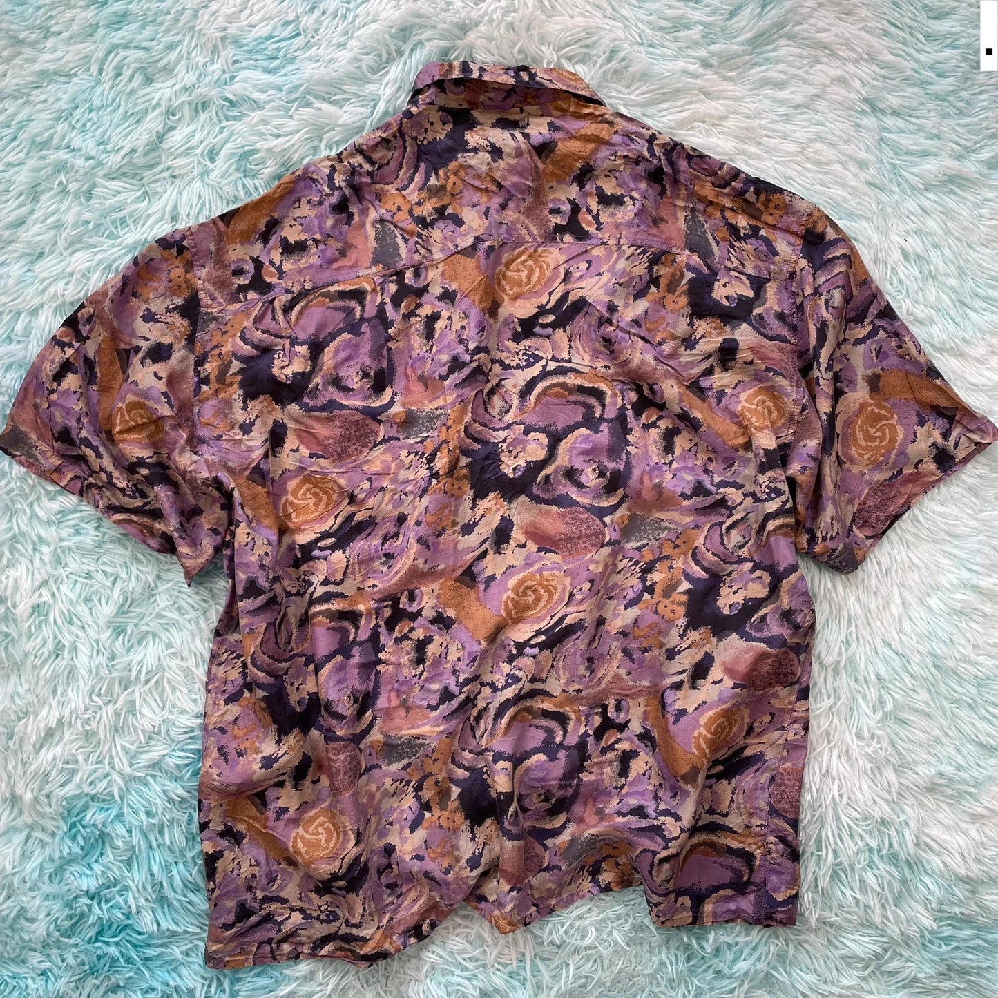 Vintage 90s Purple Funky Patterned Silk Shirt - XXL