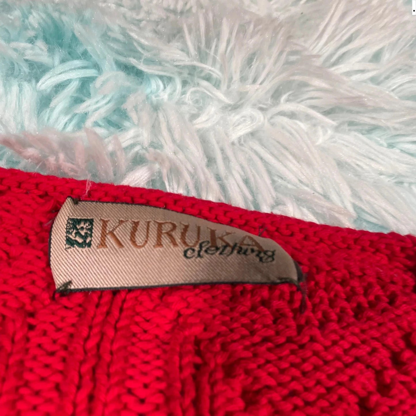Vintage Red Kuruka Knitted Cardigan - One Size