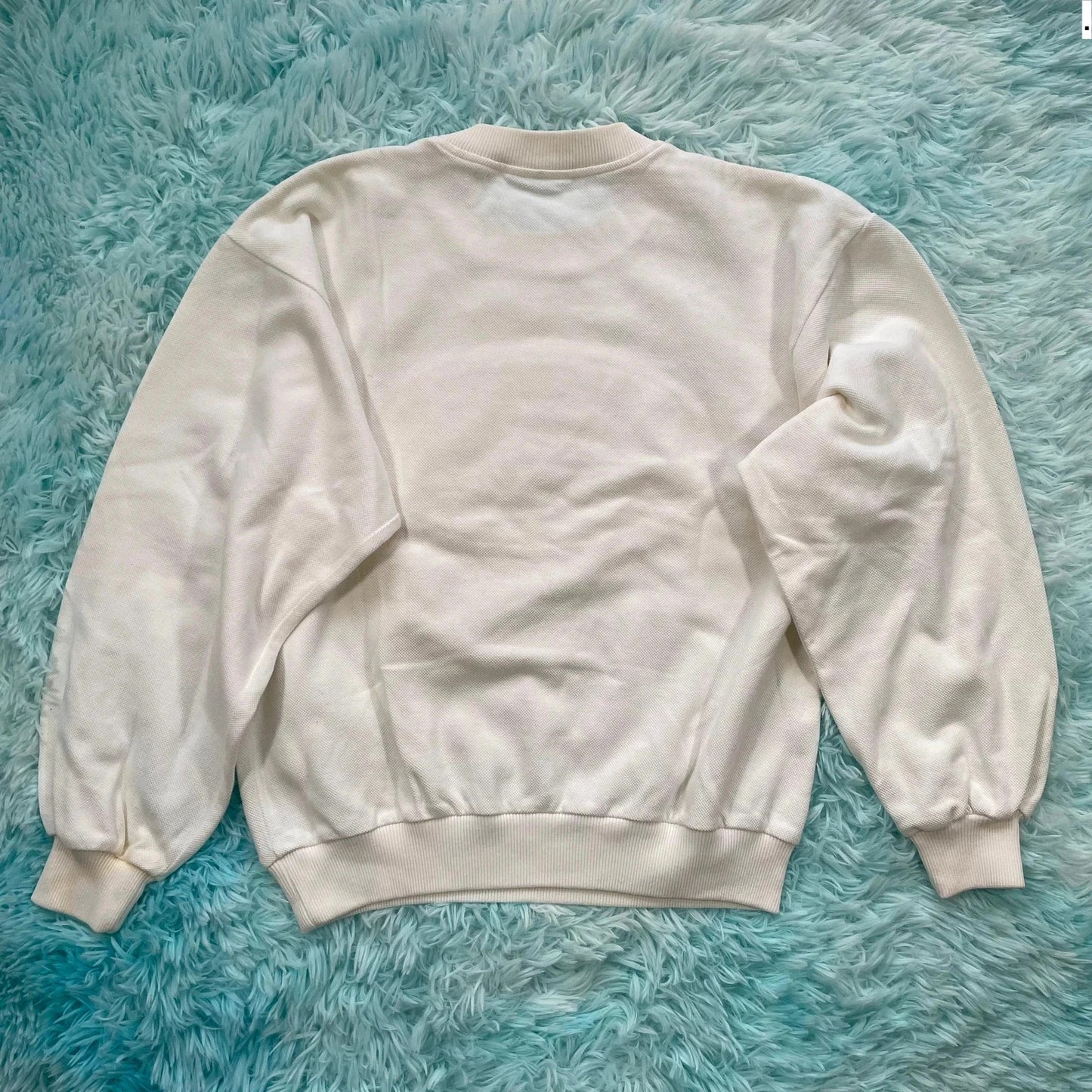 Vintage 90s White Chemise Lacoste Logo Sweatshirt - Small