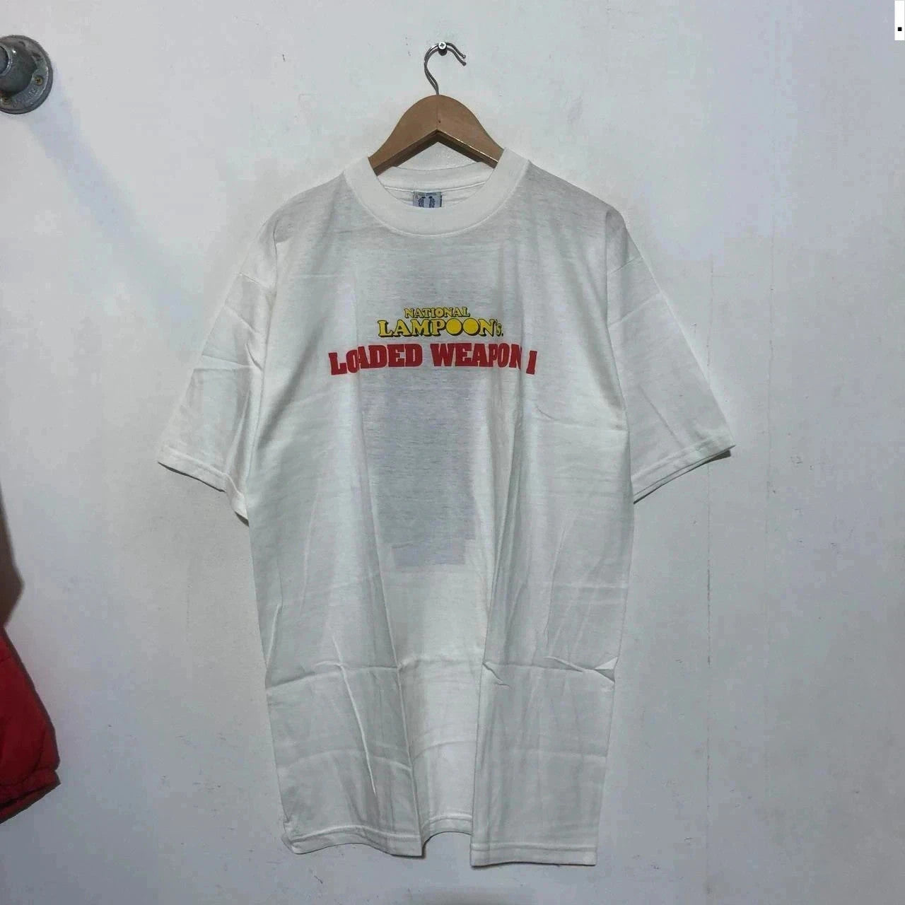 Vintage 90s White National Lampoon's Loaded Weapon Movie Promo T Shirt - XL