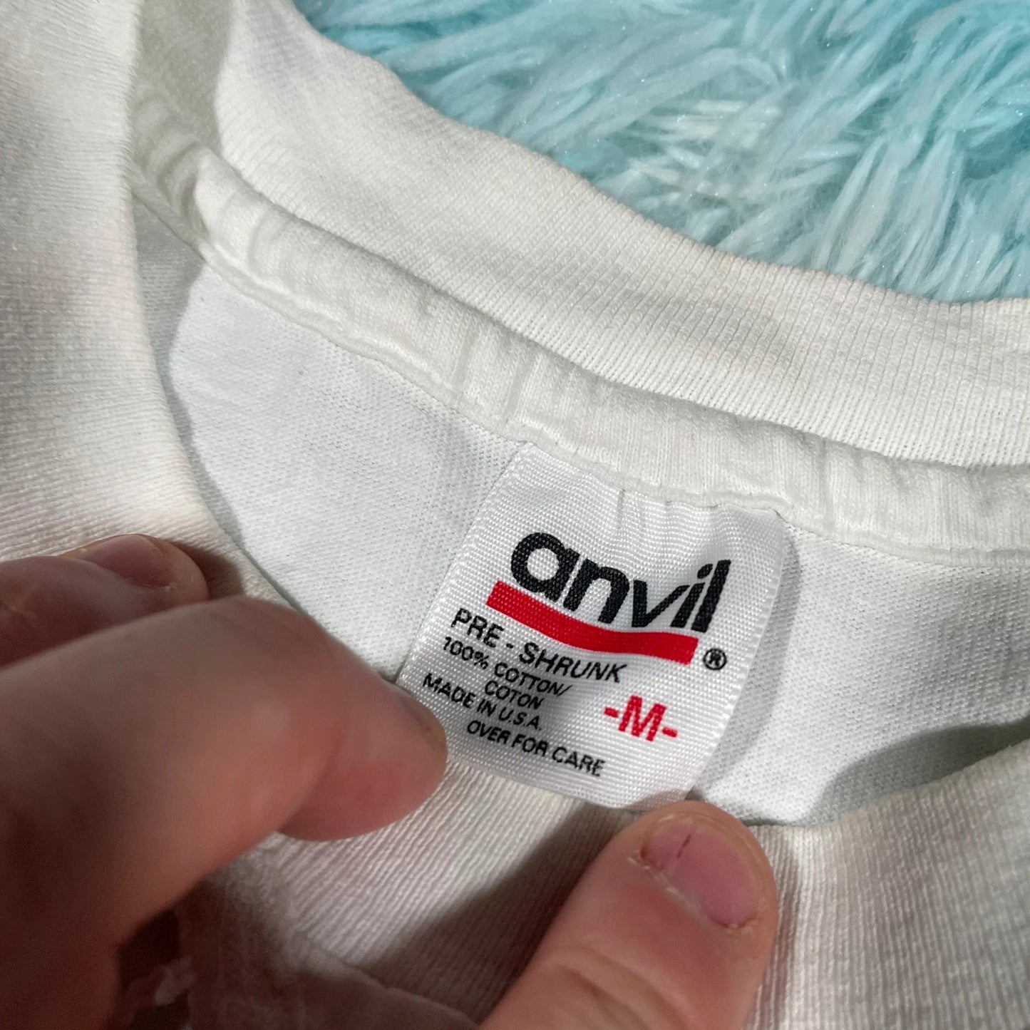 Vintage 90s White Patterned T Shirt - Medium