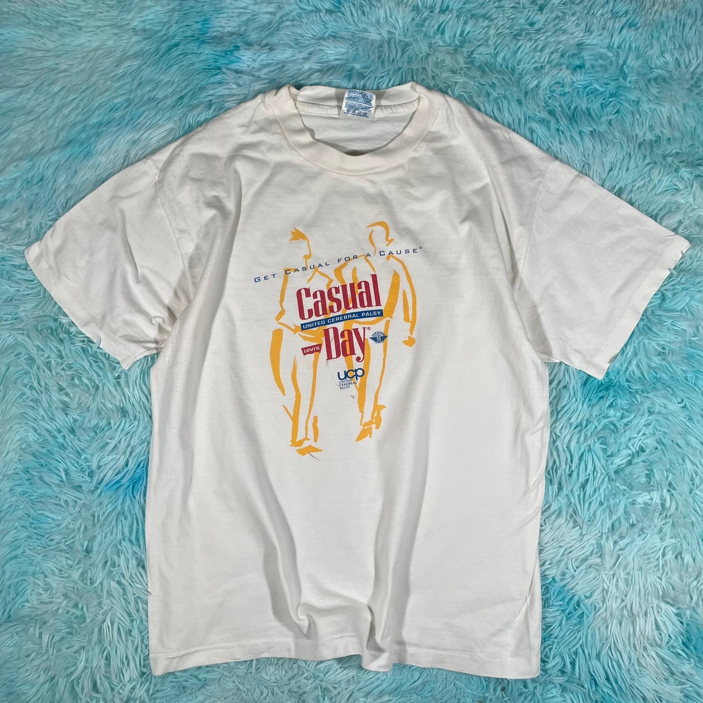 Vintage 90s White Cerebral Palsy Charity Graphic T Shirt - Large