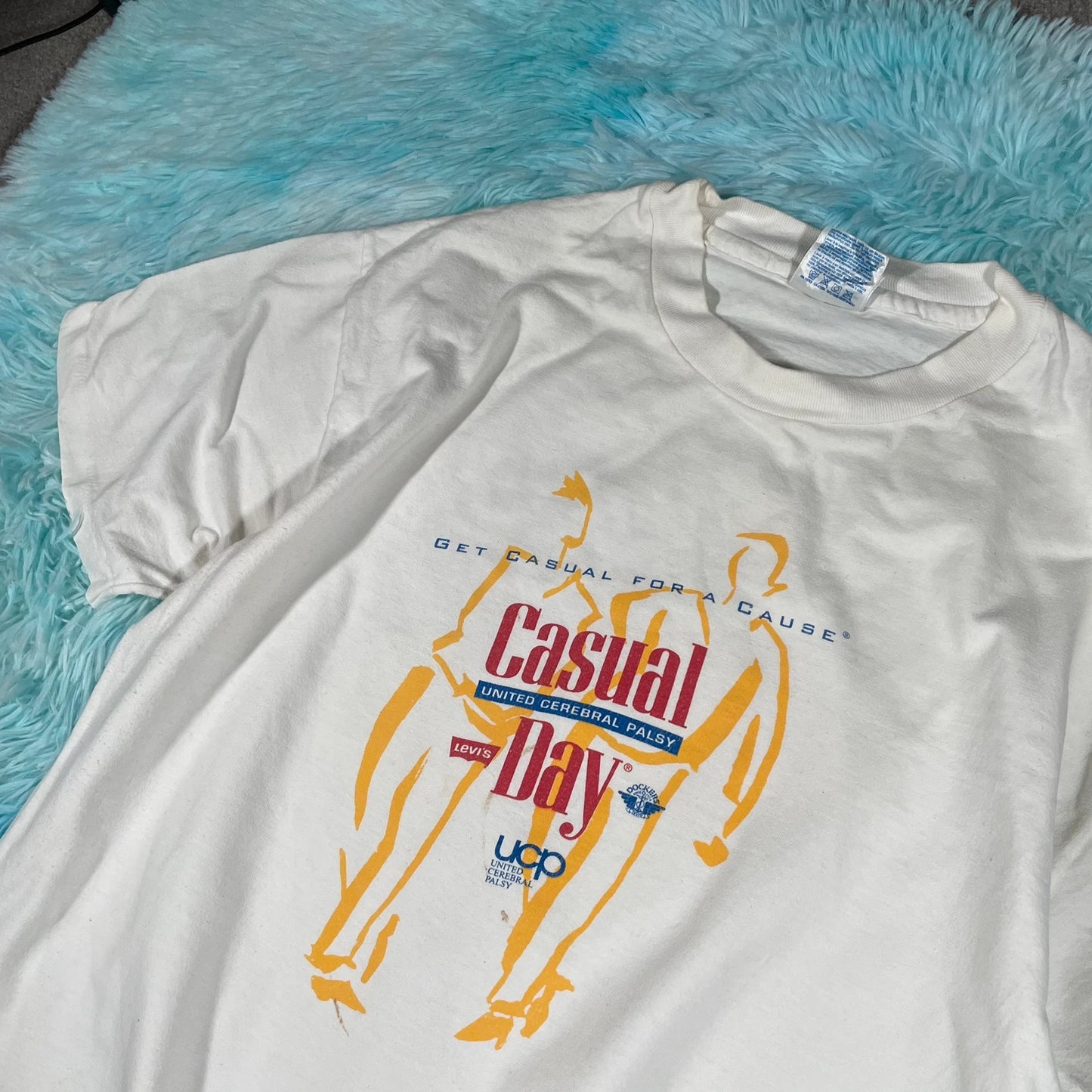 Vintage 90s White Cerebral Palsy Charity Graphic T Shirt - Large