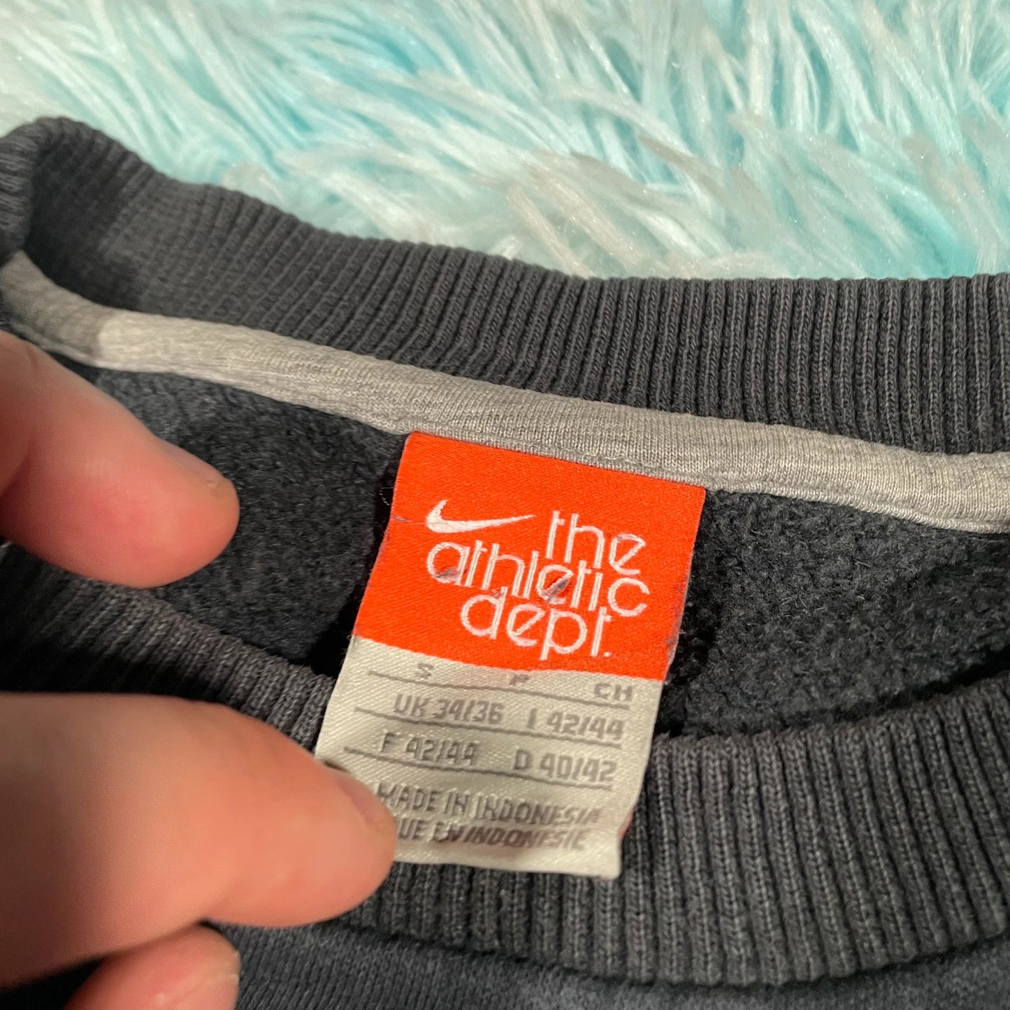 Vintage Dark Navy Nike Sweatshirt Spellout Logo - Small