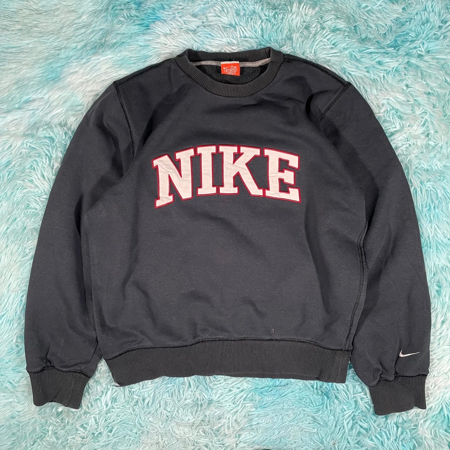 Vintage Dark Navy Nike Sweatshirt Spellout Logo - Small