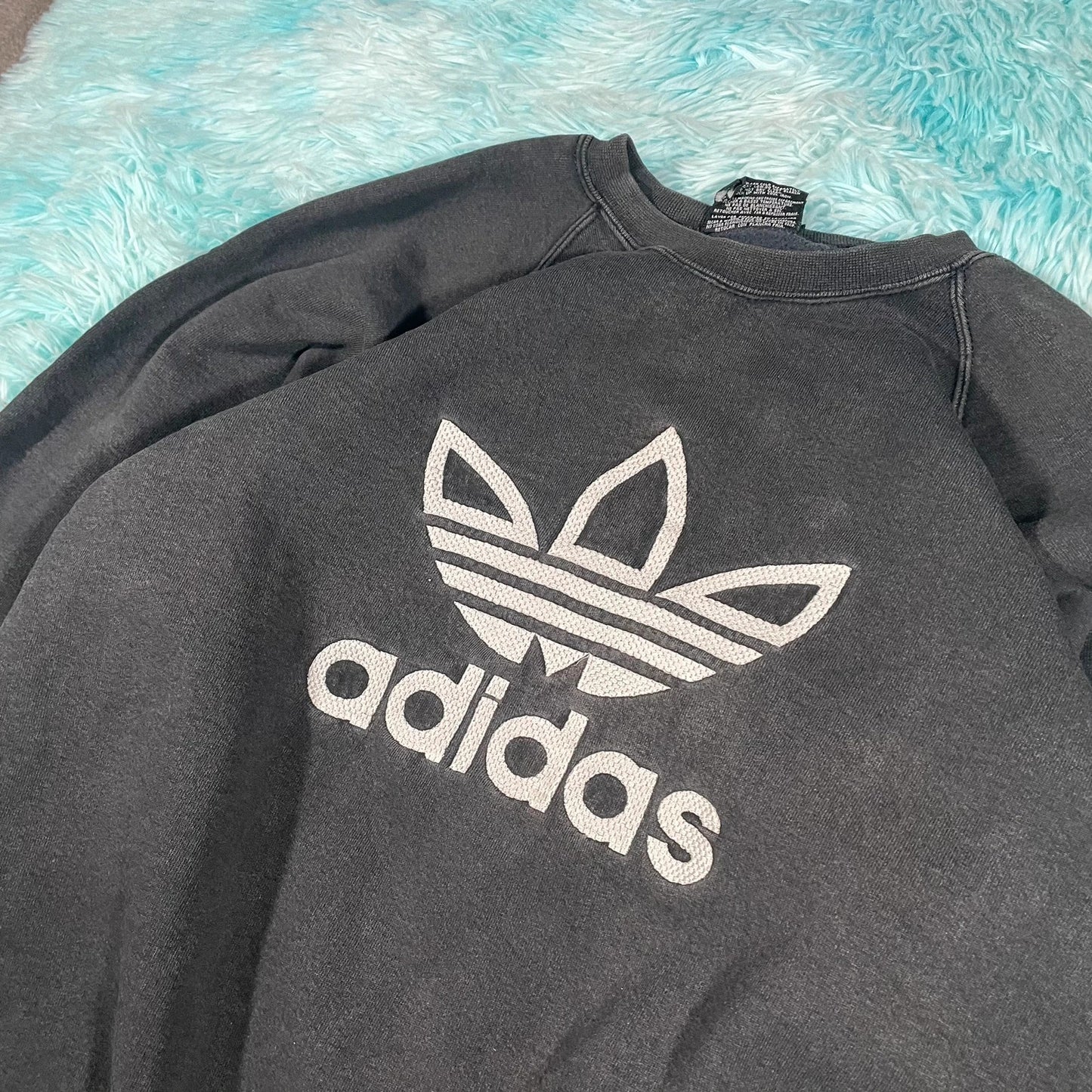Vintage 90s Dark Grey Adidas Sweatshirt Heavyweight - Xl