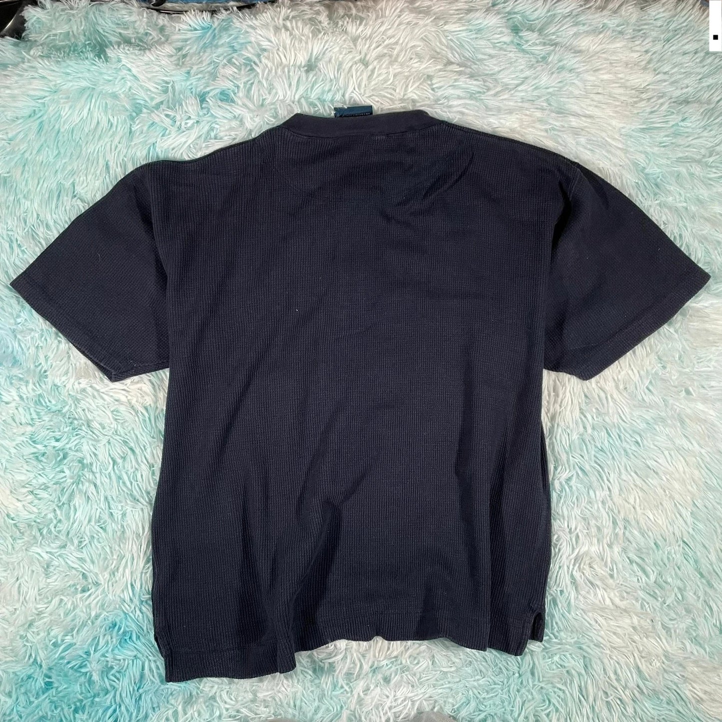 Vintage 90s Navy Waffle Knit Donnay T Shirt - Medium