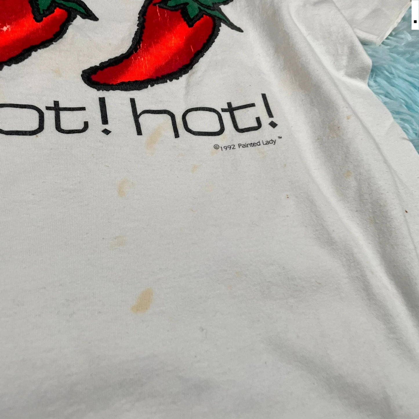 Vintage 90s White Chicago Chilli Pepper Graphic T Shirt - Large