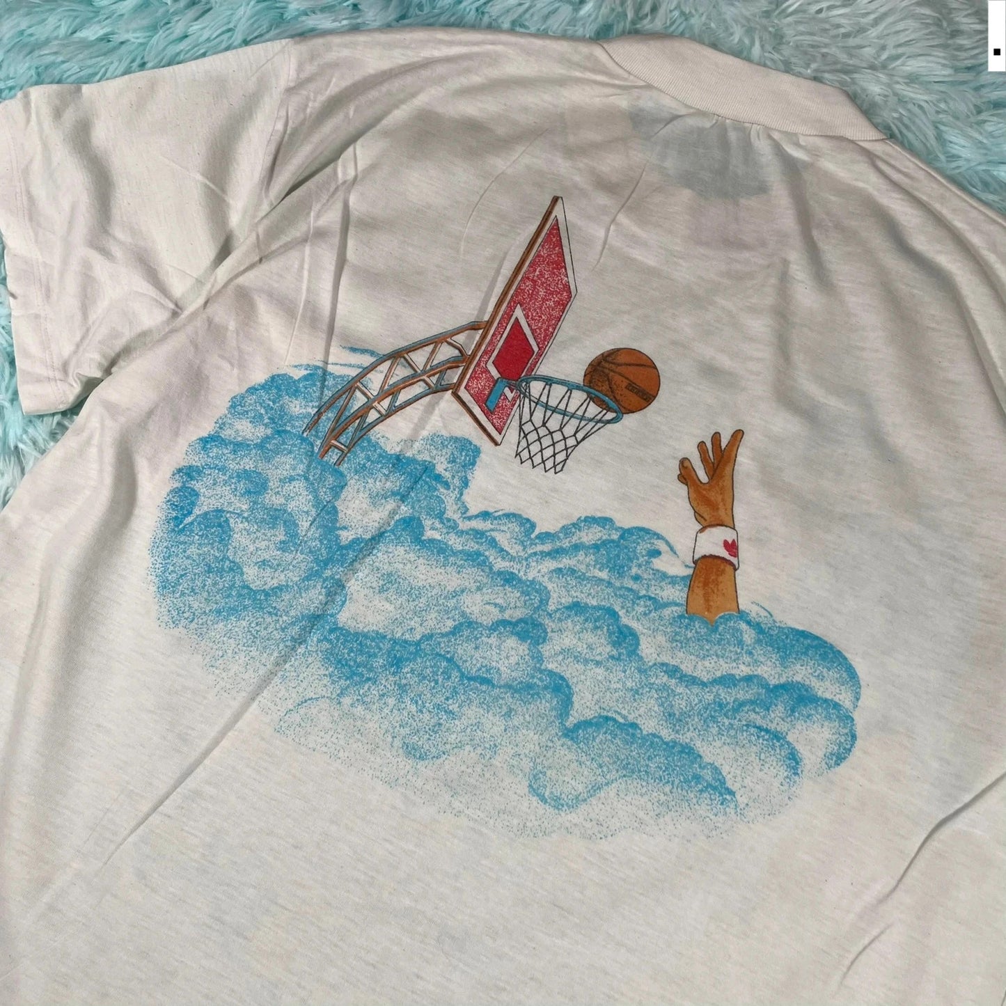 Vintage 80s Adidas Basketball Graphic T Shirt - Medium