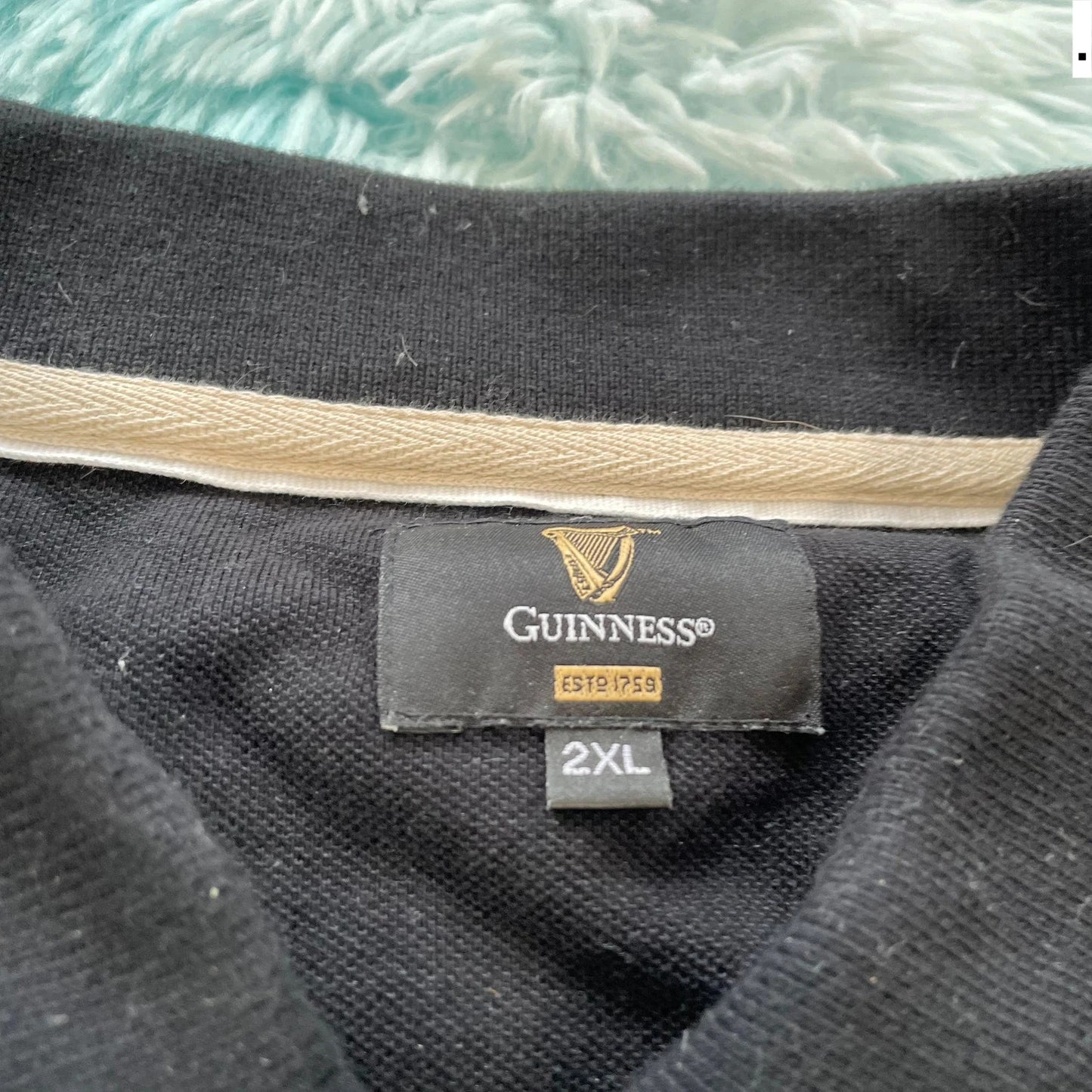 Black Guinness Polo Shirt Long Sleeve - XXL