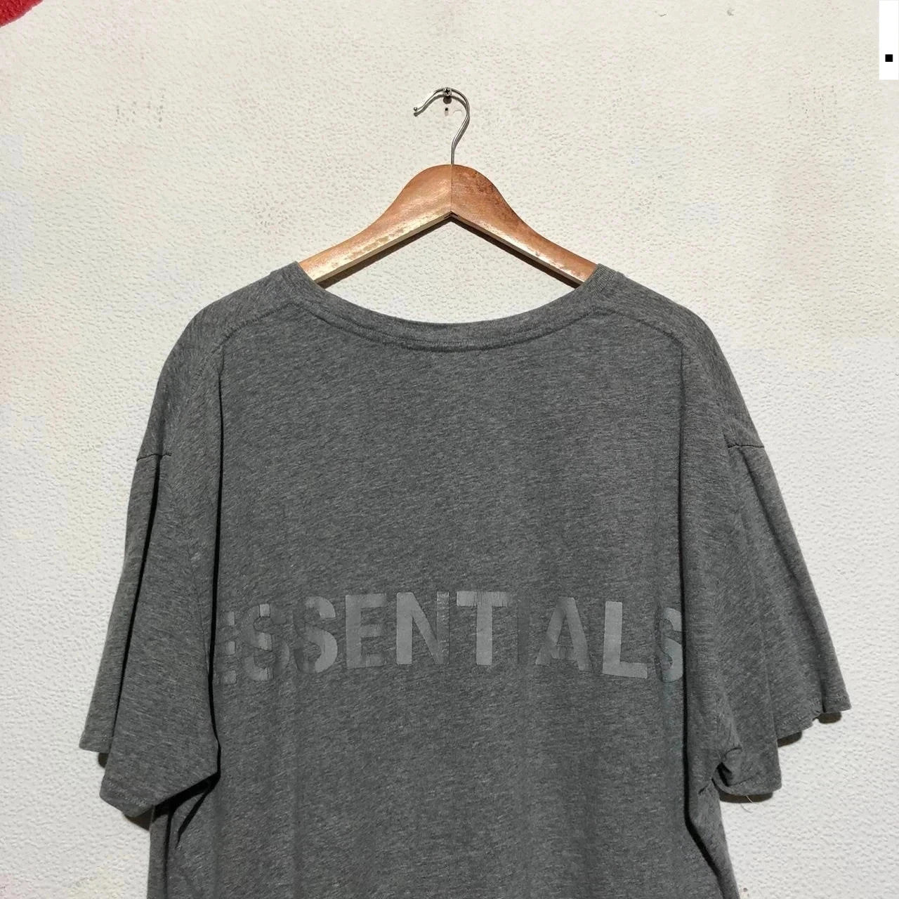 Grey Fear of God Essentials T Shirt Reflective Print - Large