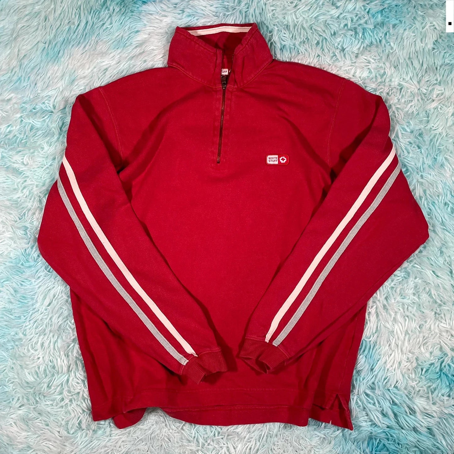 Vintage Red White Stuff 1/4 Zip Sweatshirt - Medium