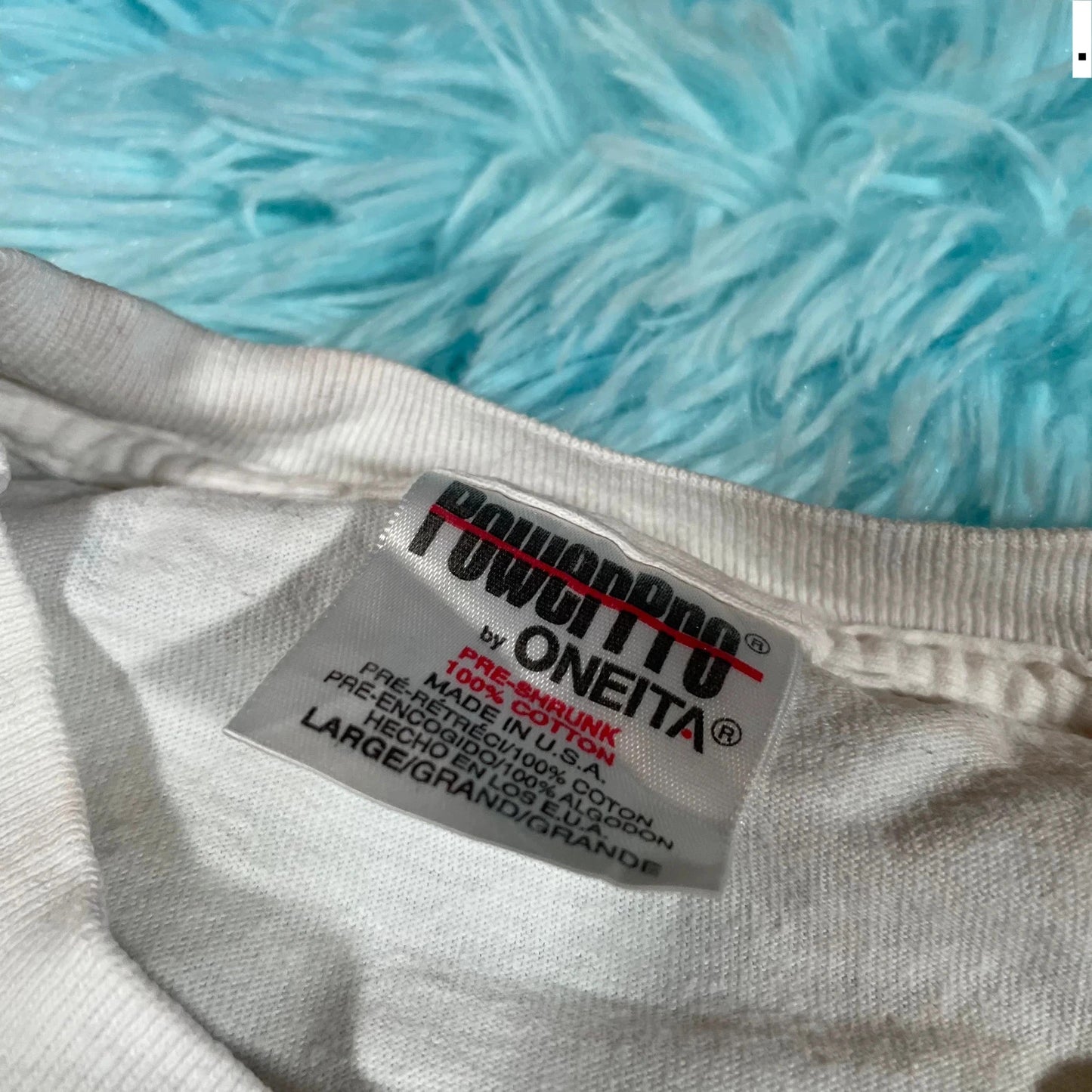 Vintage 90s White Dog Print T Shirt - Large