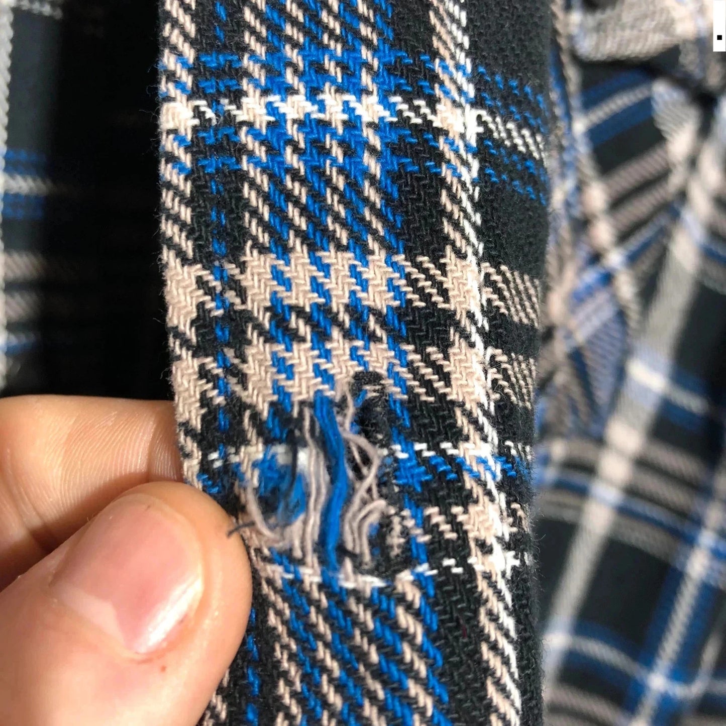 Navy Blue Dickies Plaid Flannel Shirt - Medium