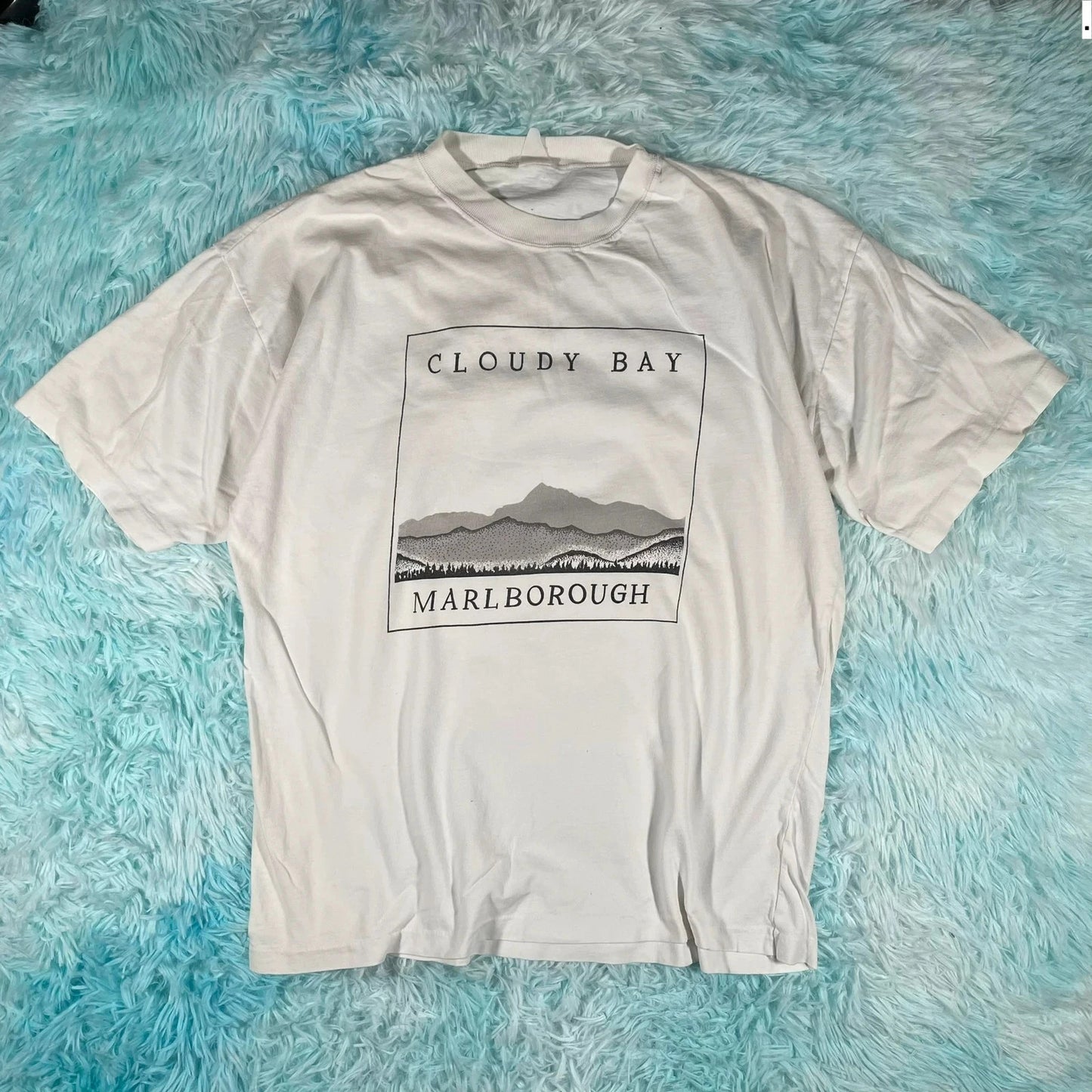 Vintage 90s White Marlborough Graphic T Shirt - Large