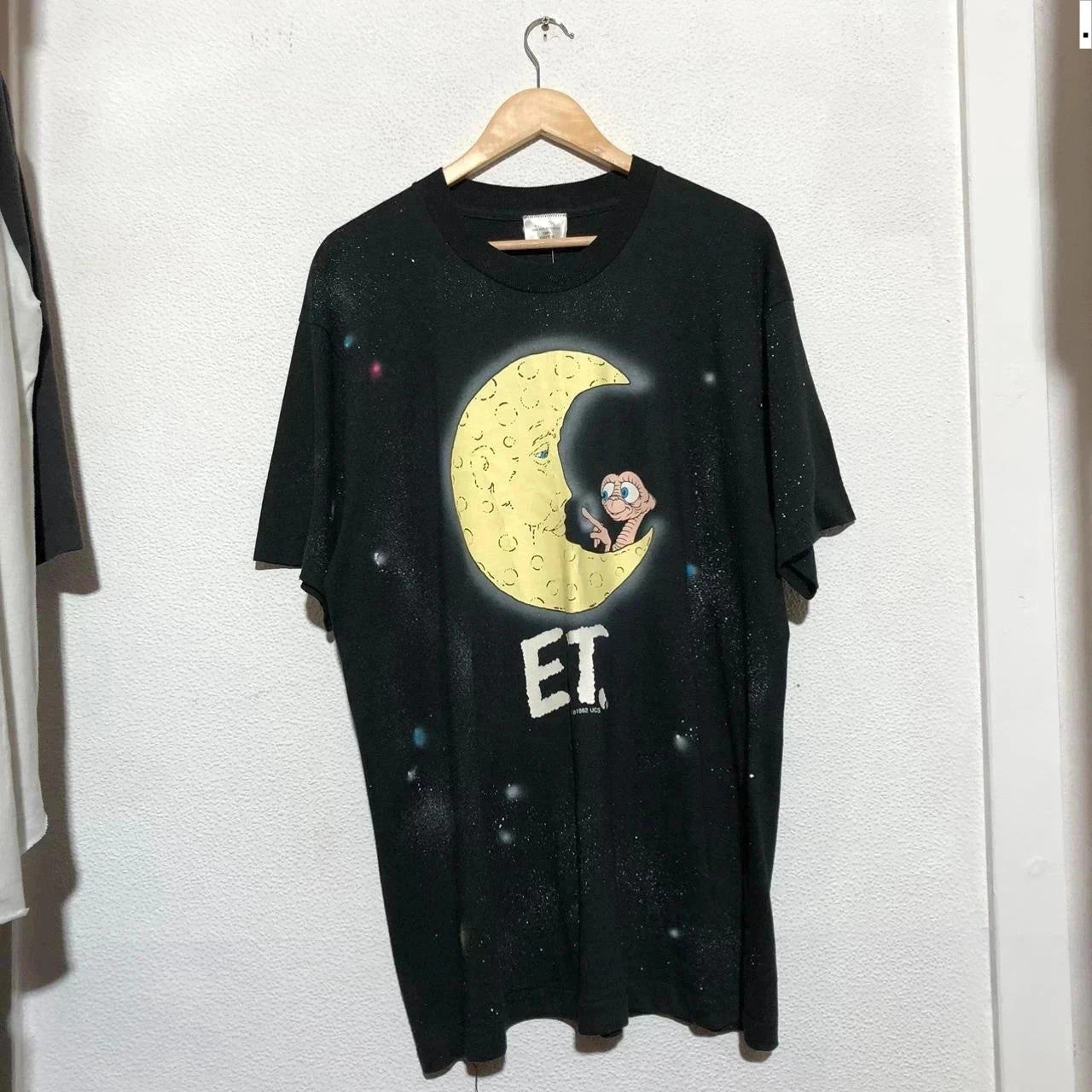 Vintage Black 1982 ET Movie Promo T Shirt All Over Print - XL