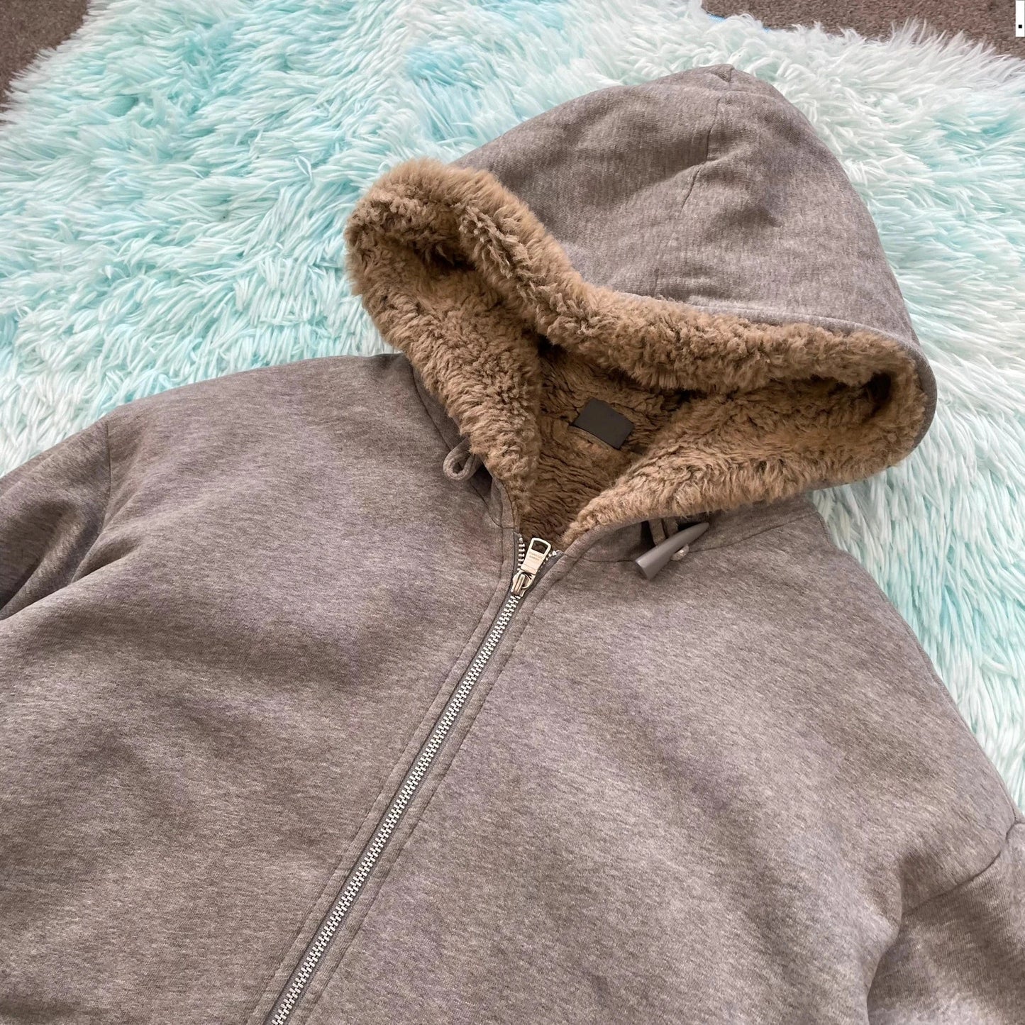 Grey Armani Exchange Fleeced Hoodie Full Zip - Large