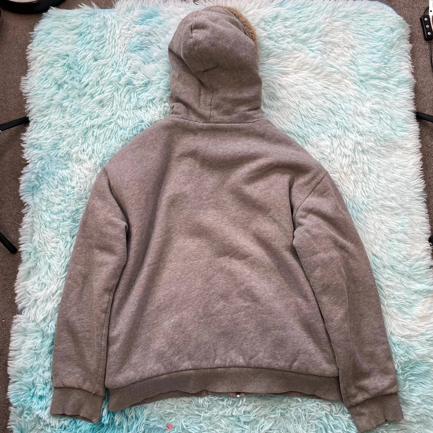 Grey Armani Exchange Fleeced Hoodie Full Zip - Large