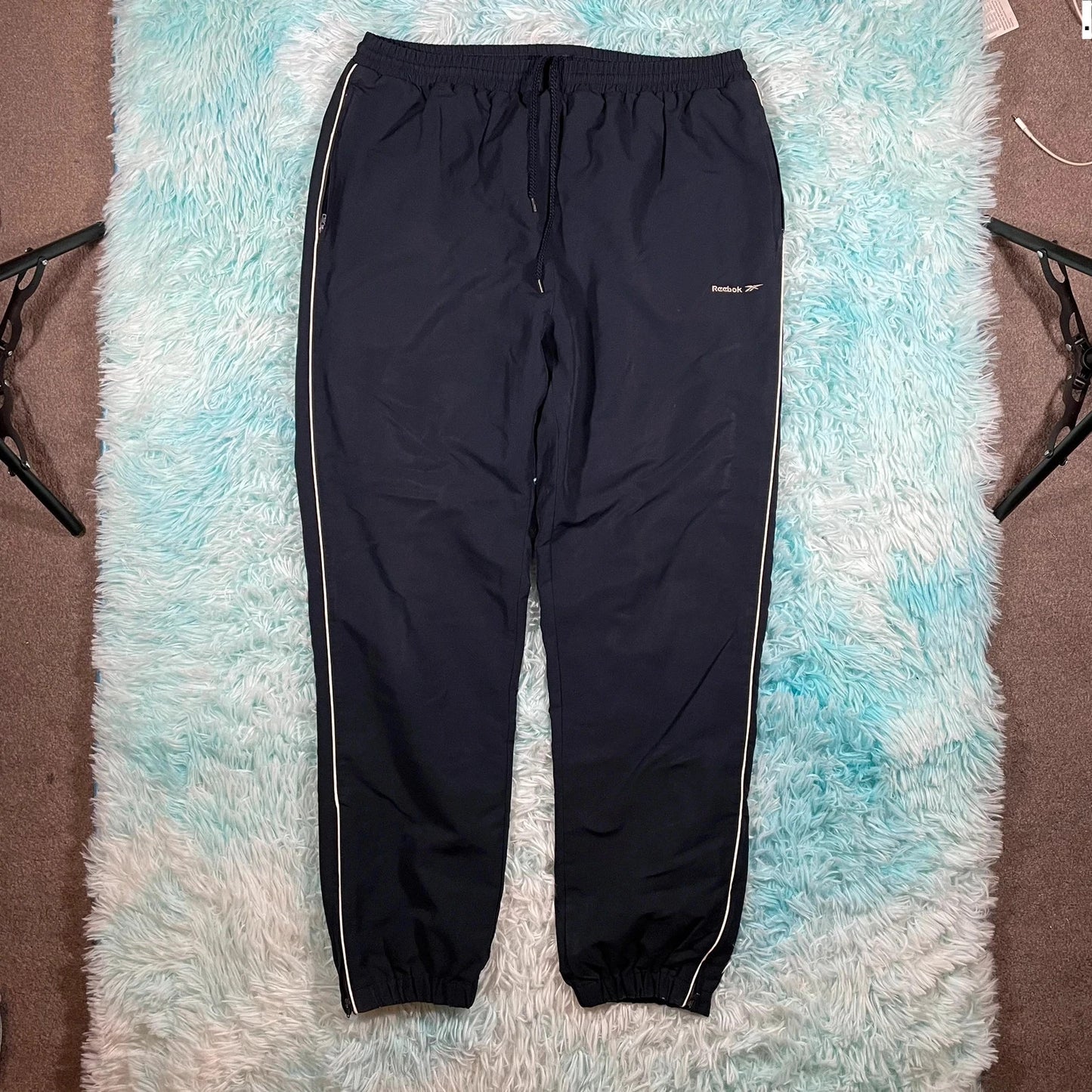 Vintage 00s Navy Reebok Tracksuit Bottoms - Large