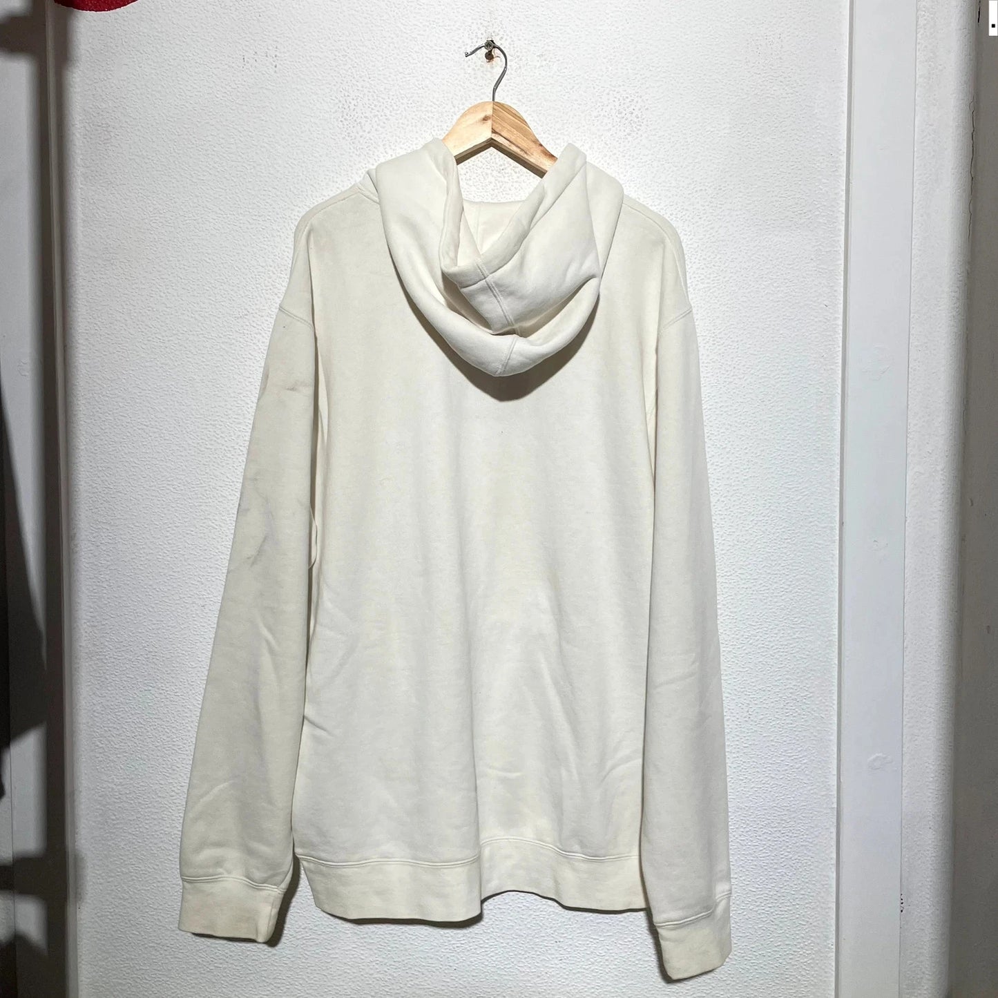 Cream White Stussy Hoodie Spellout - XL