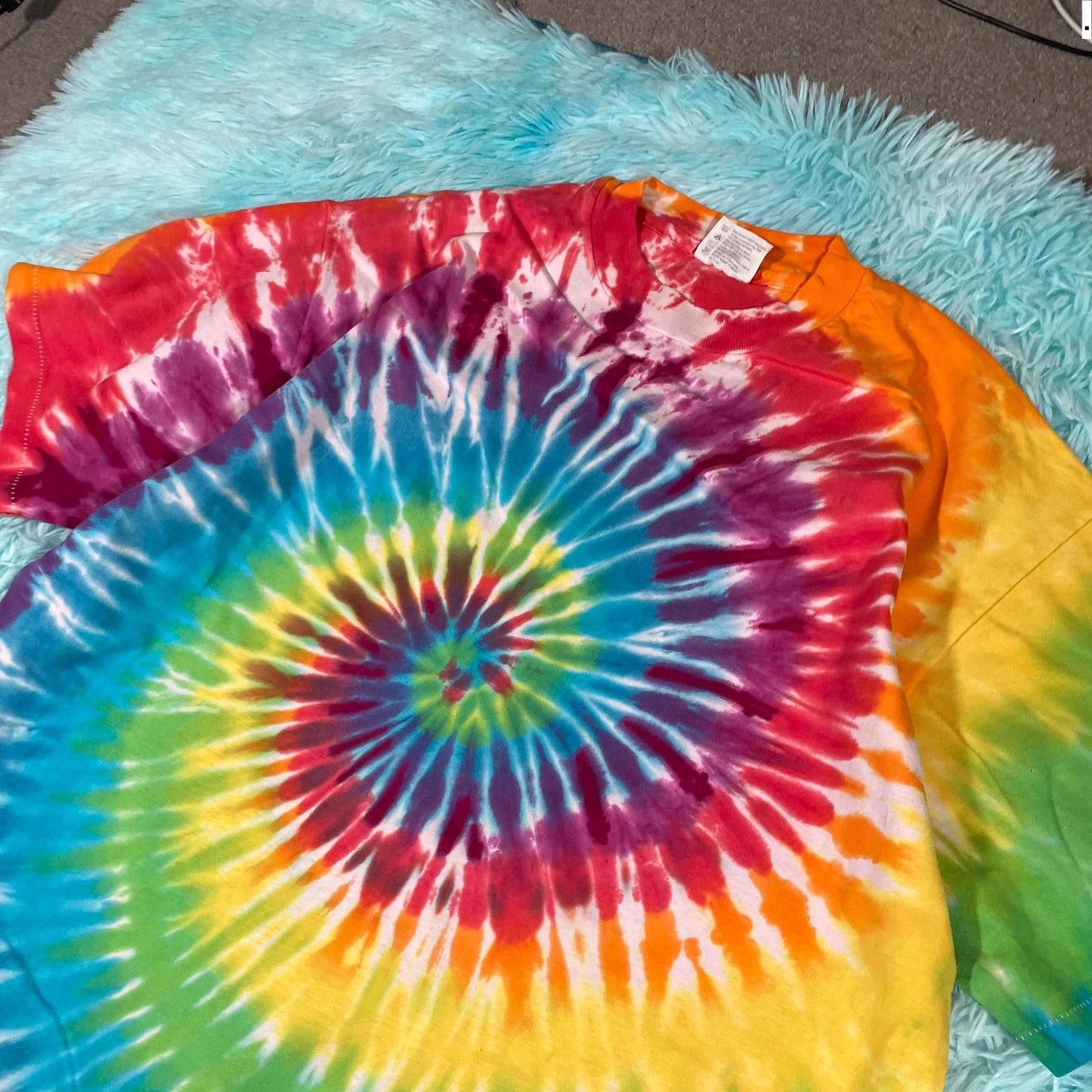 Vintage 90s Multicoloured Tie Dye Spiral T Shirt - Large
