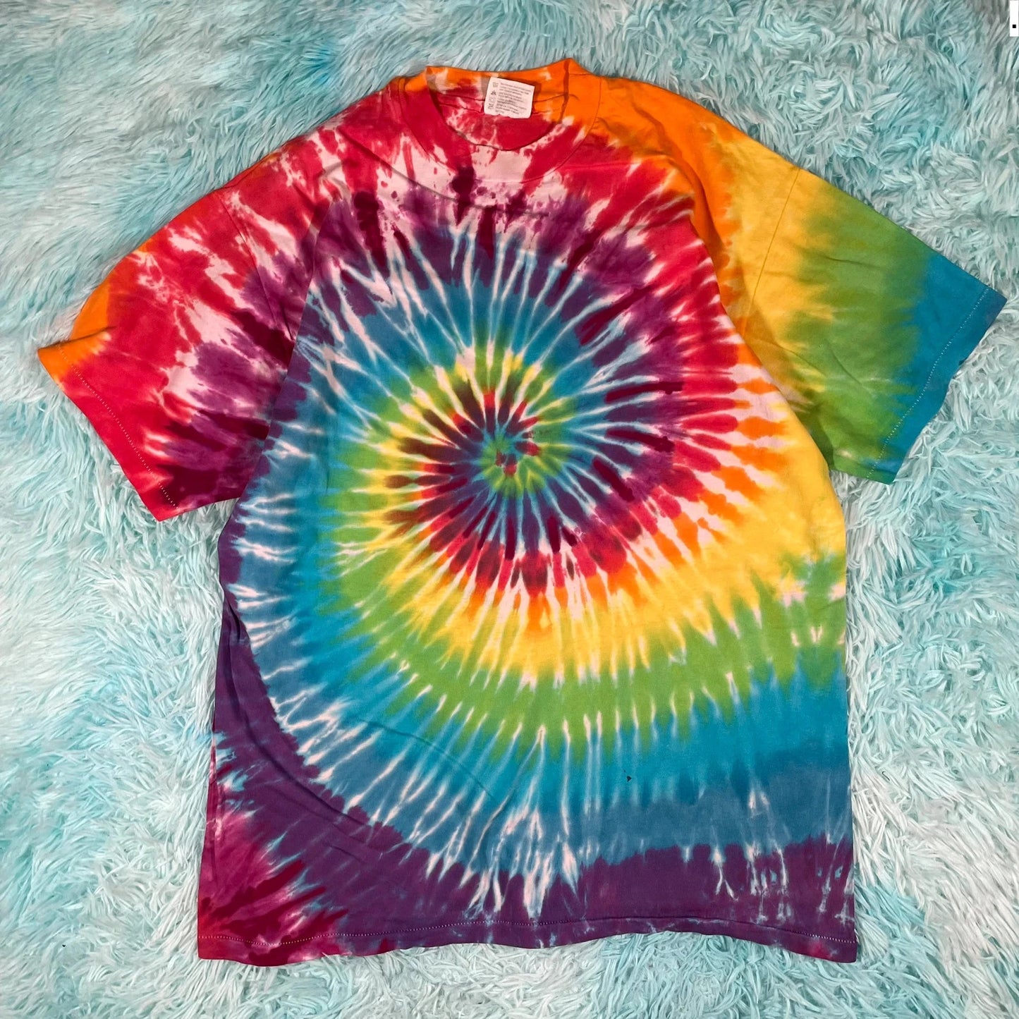 Vintage 90s Multicoloured Tie Dye Spiral T Shirt - Large