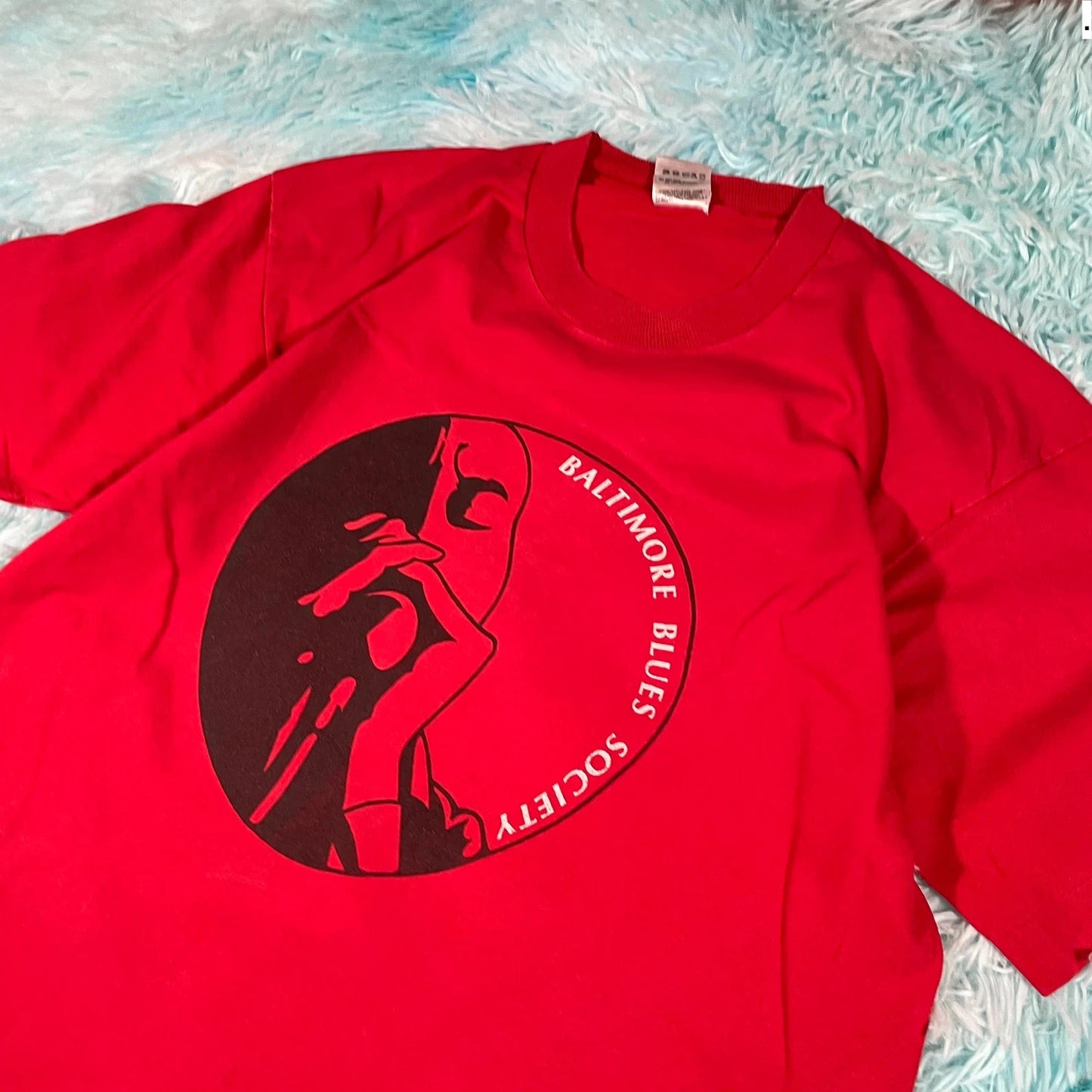 Vintage 90s Red Baltimore Blues Graphic T Shirt