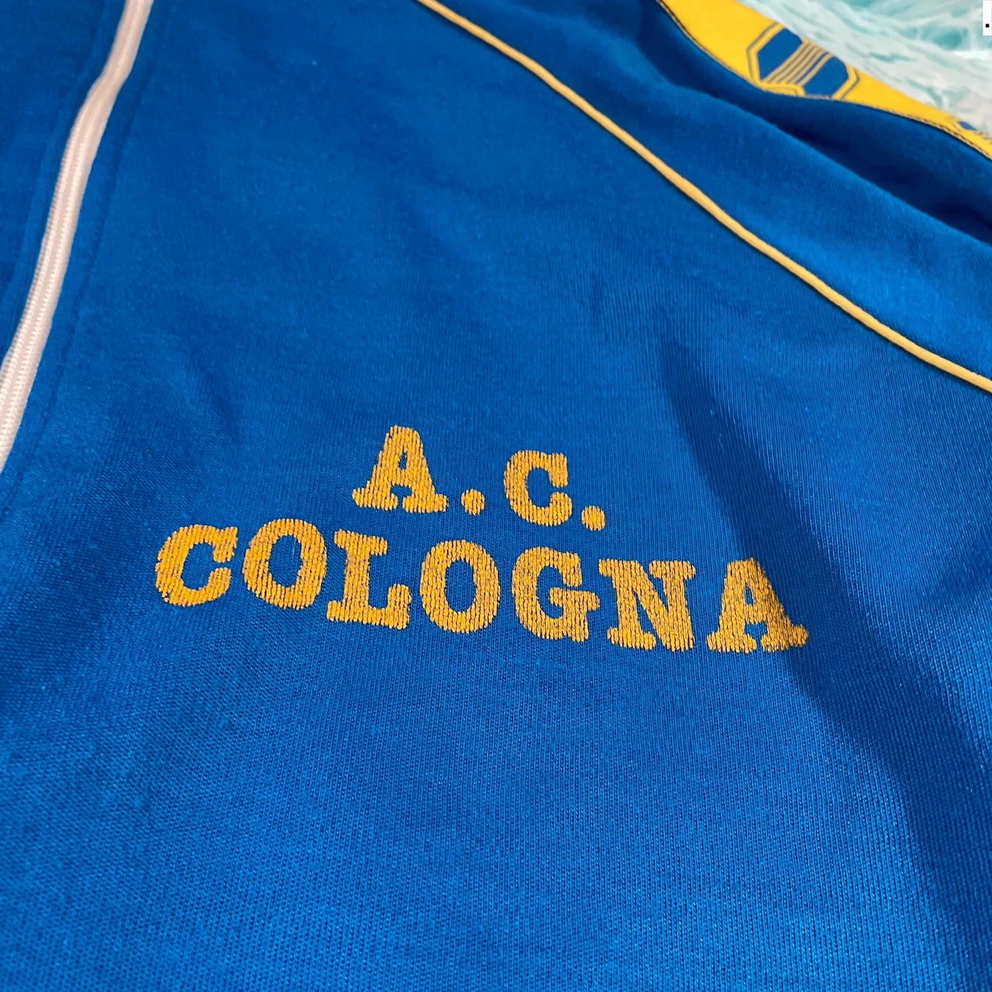 Vintage 80s Blue & Yellow AC Cologna Veneta Track Jacket - XXL